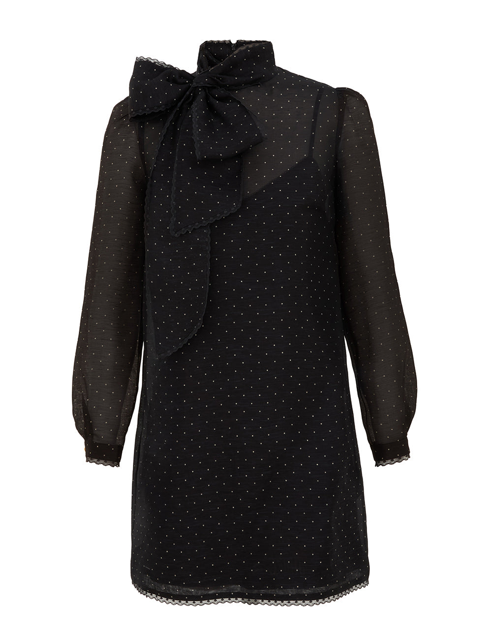 Zimmermann | Dream Pussybow Mini Dress in Black Dot