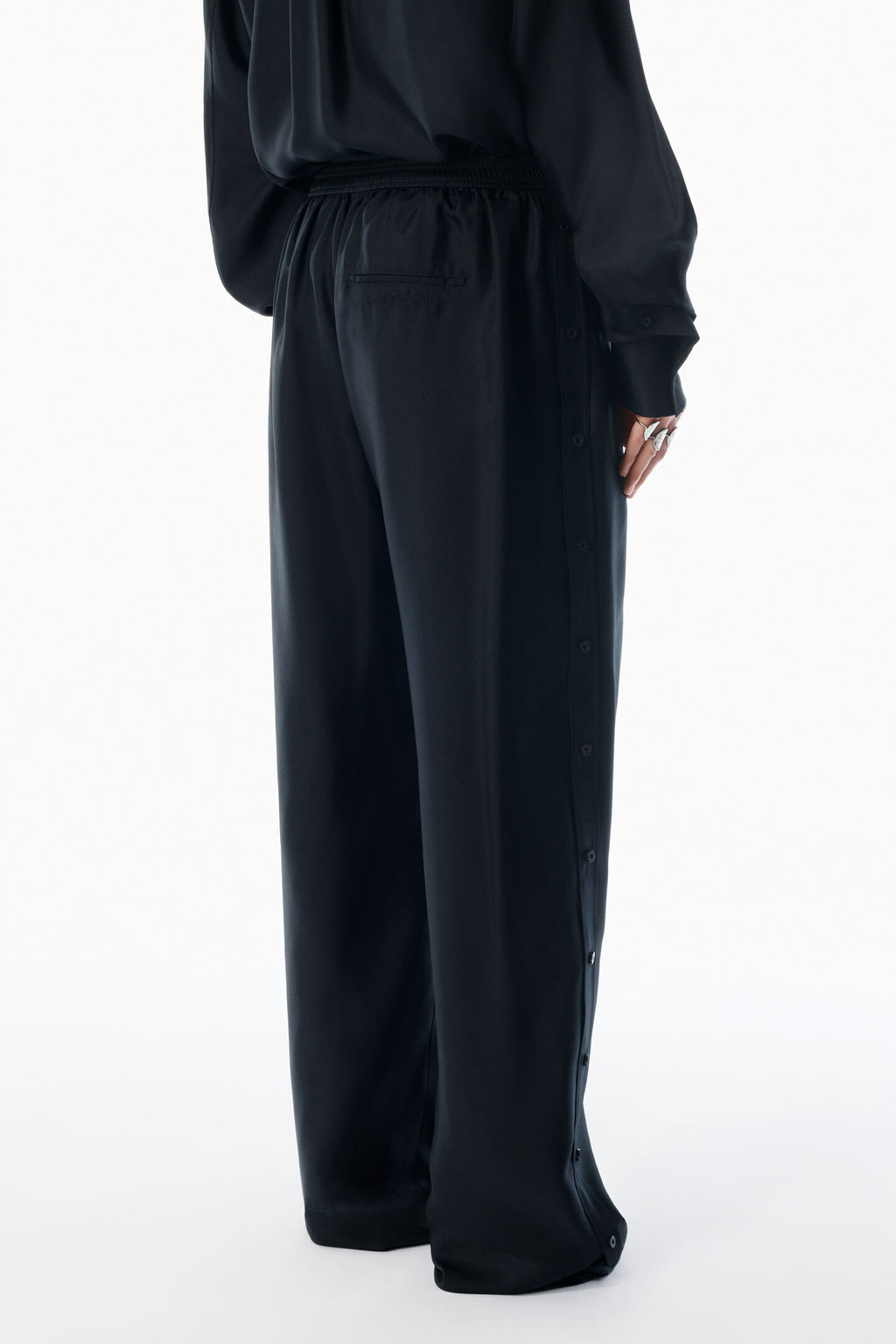 Alexander Wang | Black Heavy Silk Side Placket Pant
