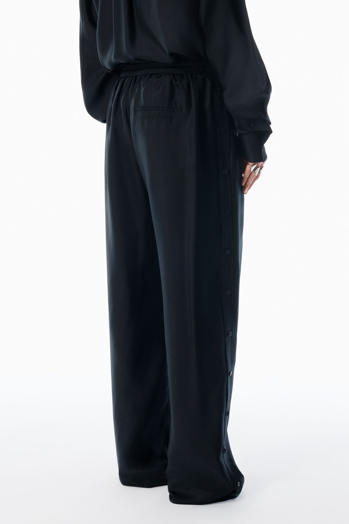 Alexander Wang | Black Heavy Silk Side Placket Pant