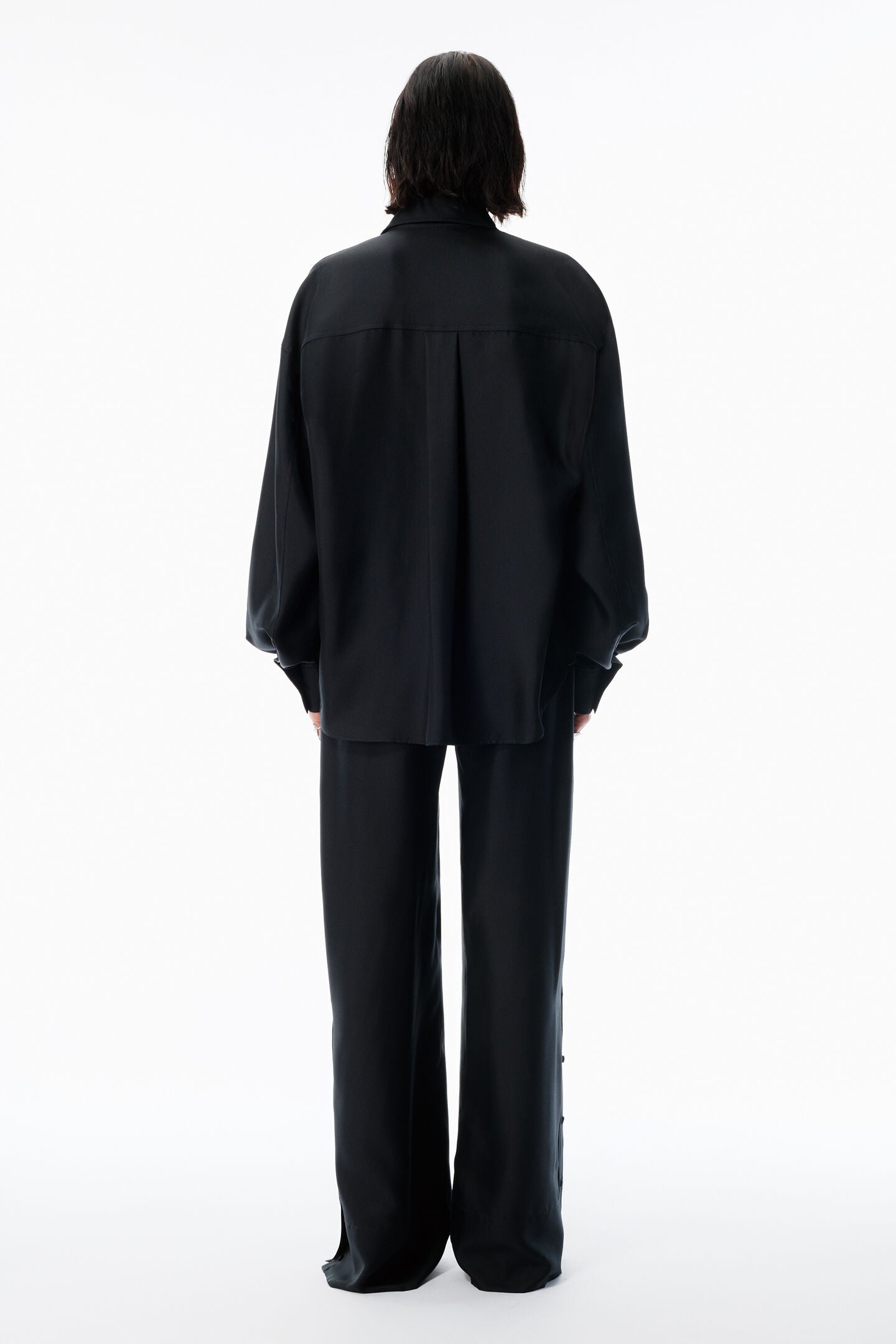 Alexander Wang | Black Heavy Silk Side Placket Pant