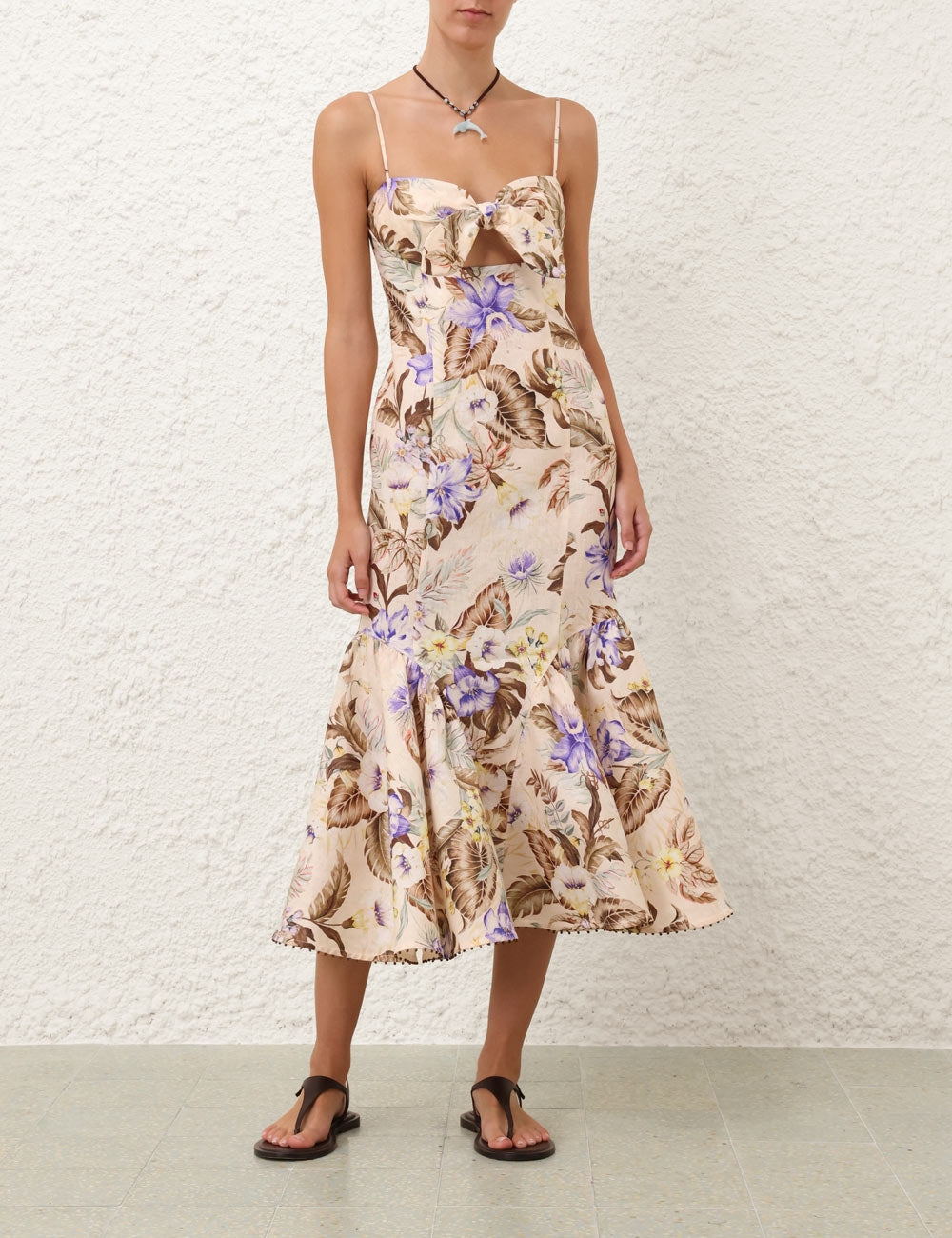 Zimmermann | Coco Tie Front Midi Dress