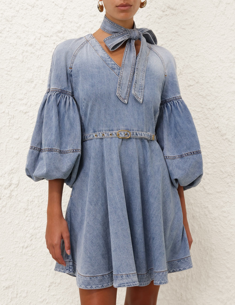 Zimmermann | Tie Neck Denim Mini