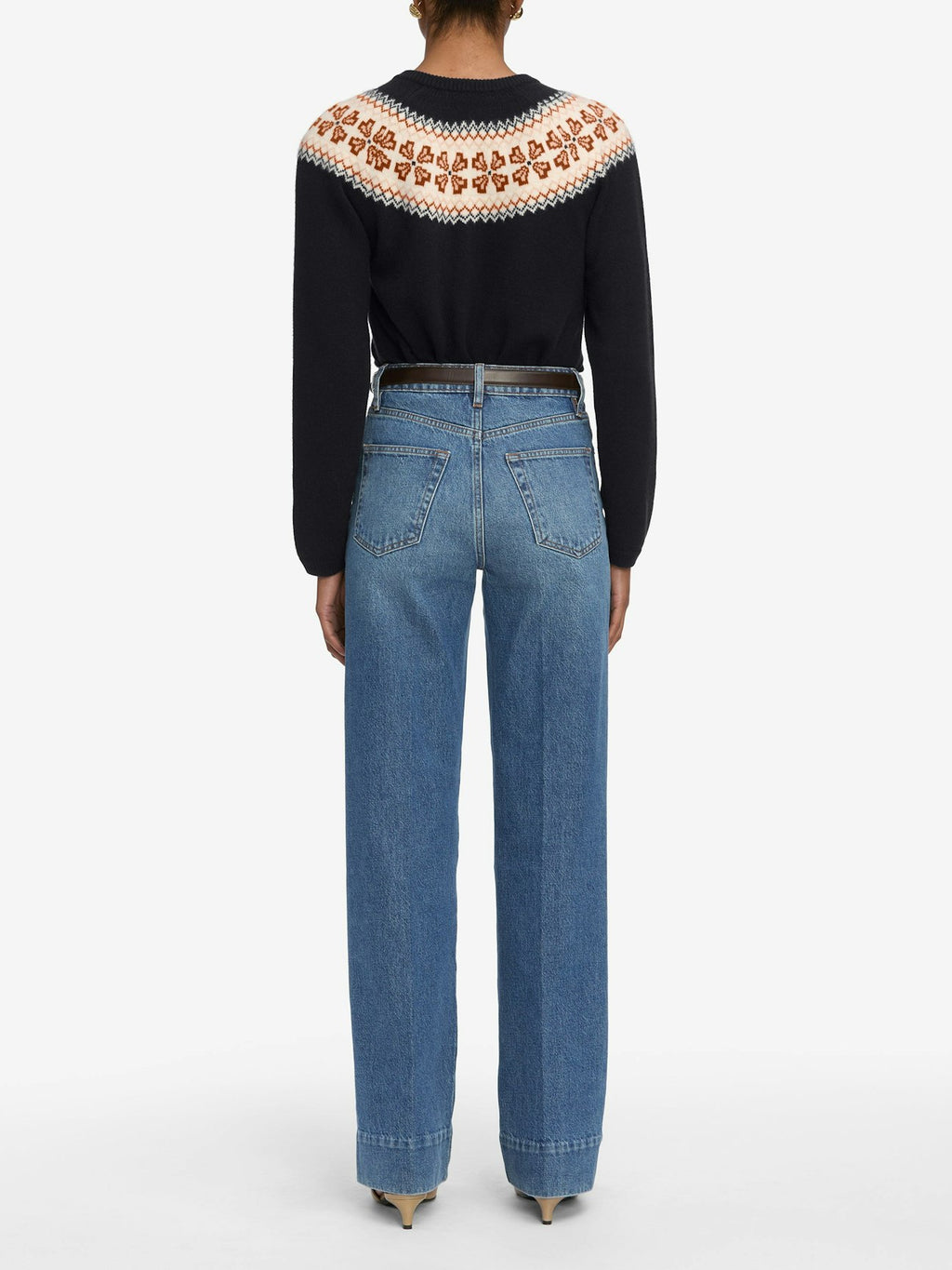 FRAME |Fairisle Cardi in Navy Cashmere