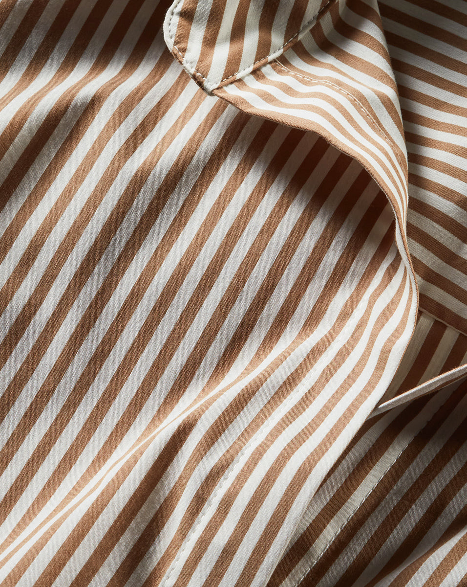 Veronica Beard | Amelia Poplin Shirt in Brown Stripe