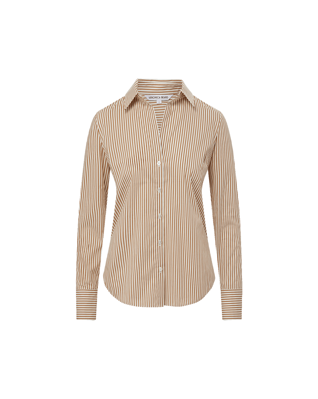 Veronica Beard | Amelia Poplin Shirt in Brown Stripe