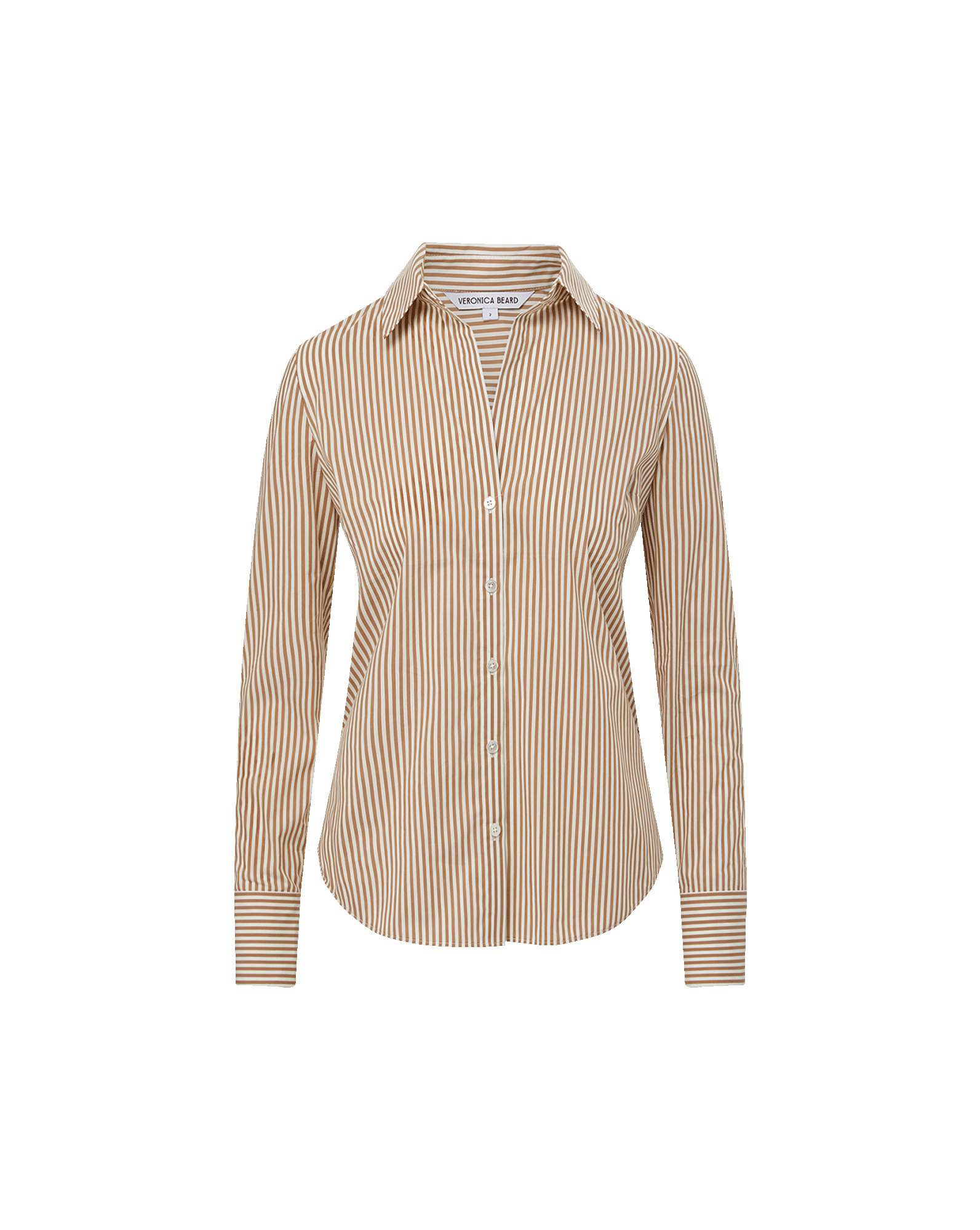 Veronica Beard | Amelia Poplin Shirt in Brown Stripe