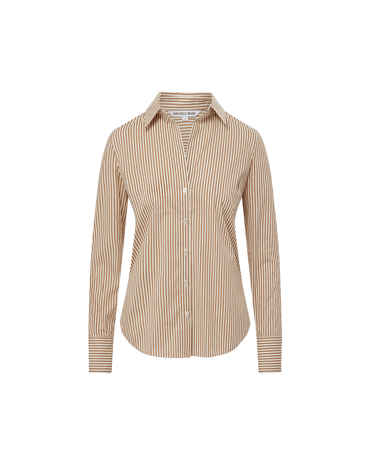 Veronica Beard | Amelia Poplin Shirt in Brown Stripe