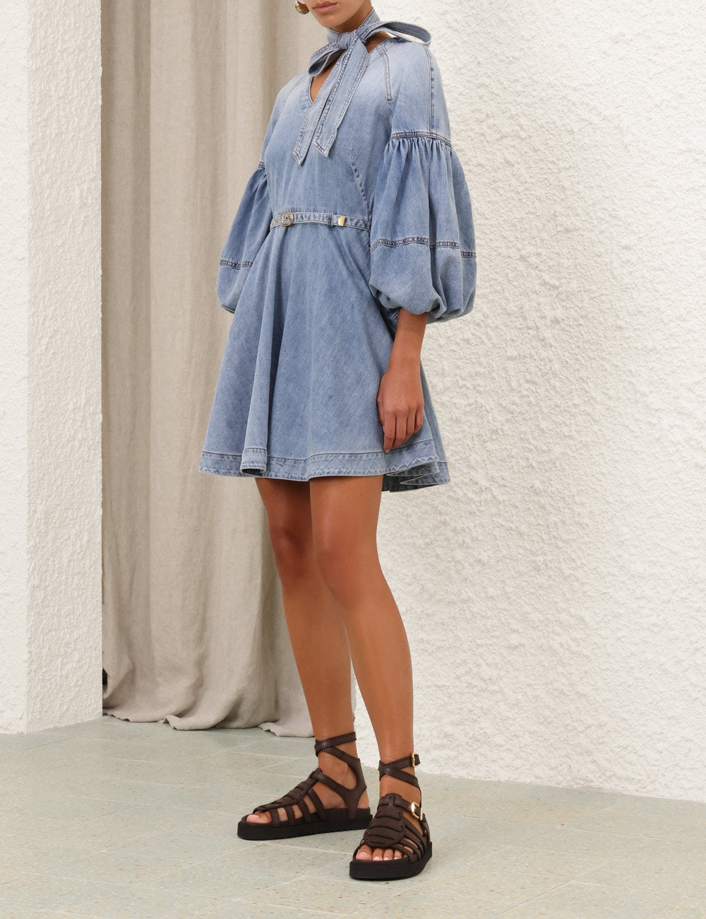Zimmermann | Tie Neck Denim Mini