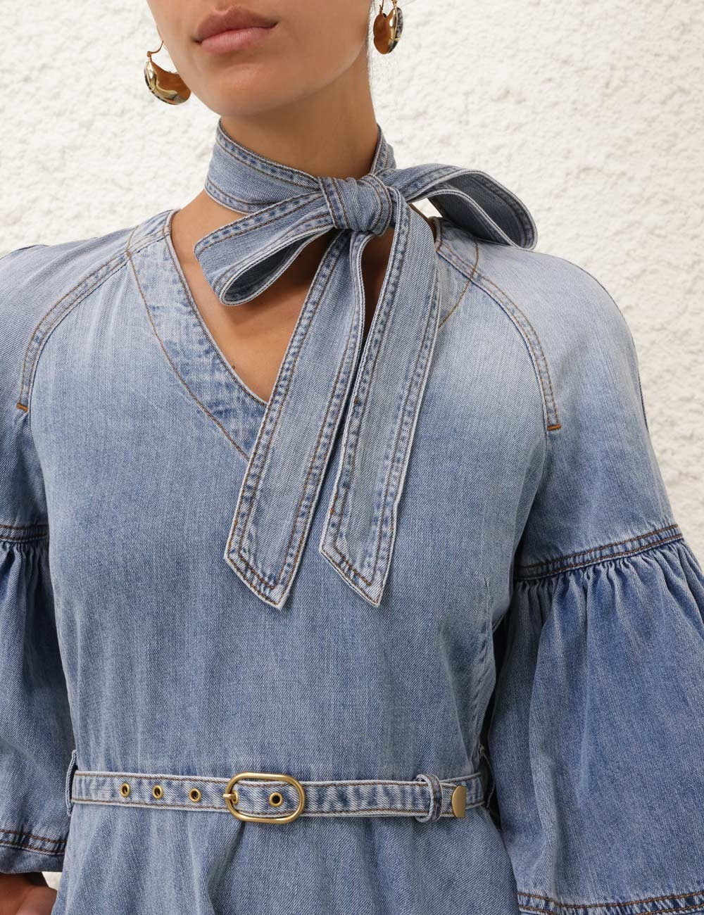 Zimmermann | Tie Neck Denim Mini