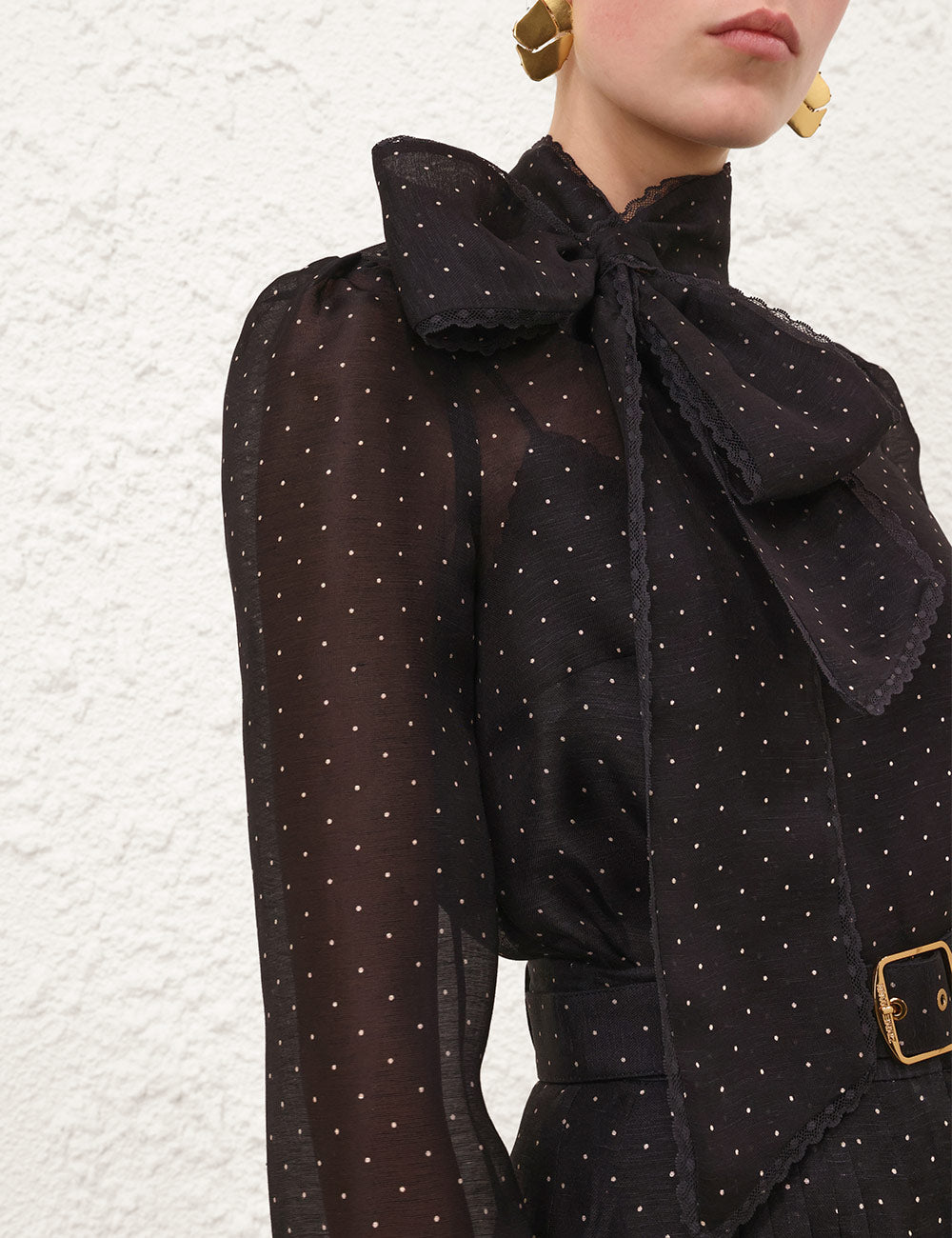 Zimmermann | Dream Pussy Bow Blouse in Black Dot