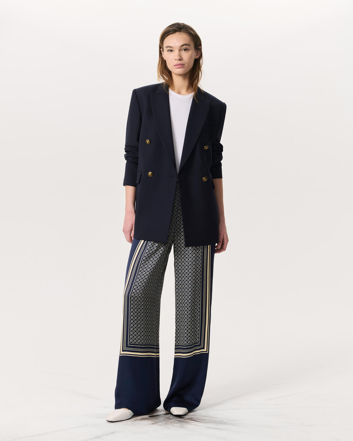 Rag & Bone | Olive Scarf Print Satin Trousers