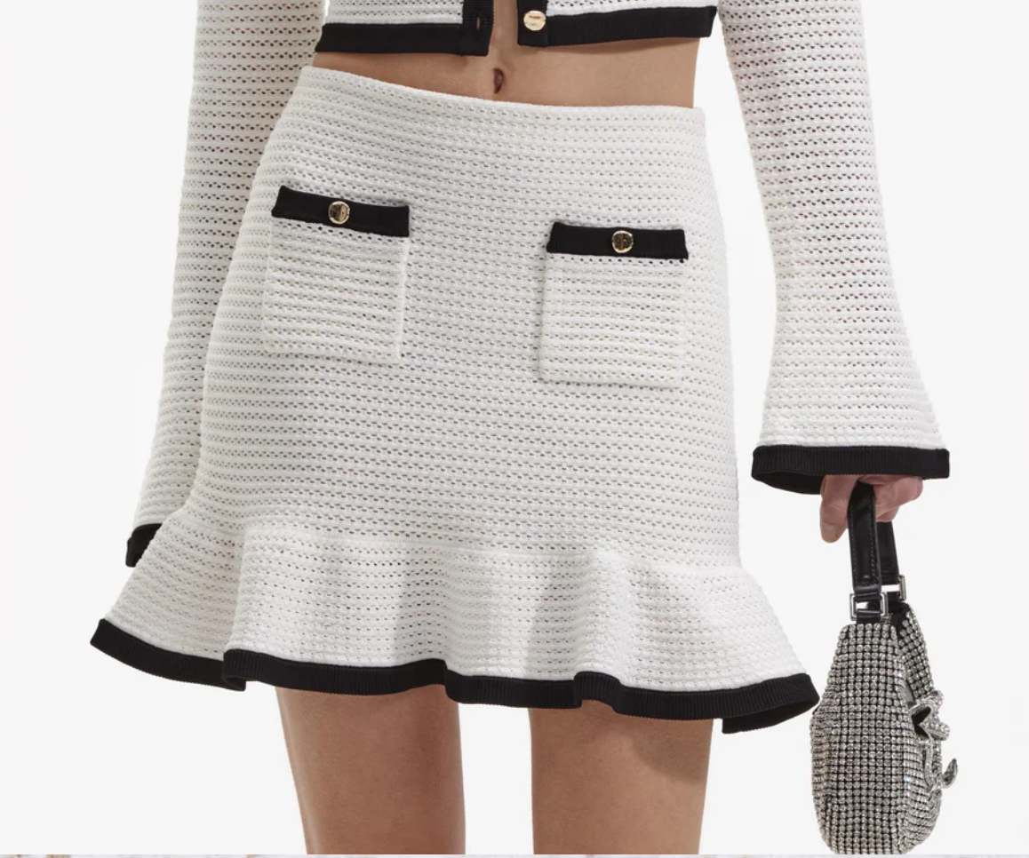 Self-Portrait | White Crochet Skirt