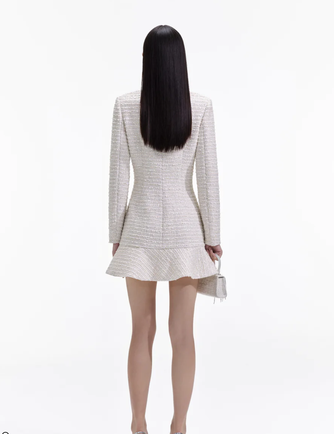 Self-Portrait | Fold Boucle Long sleeve Mini Dress