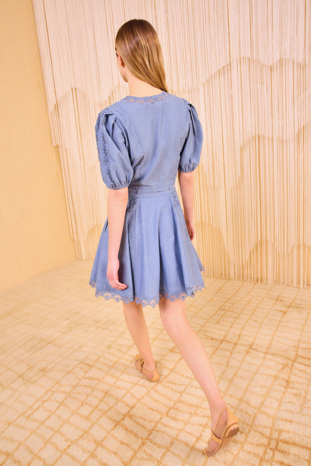 Ulla Johnson | Camila Short Sleeve Mini Dress in Chambray