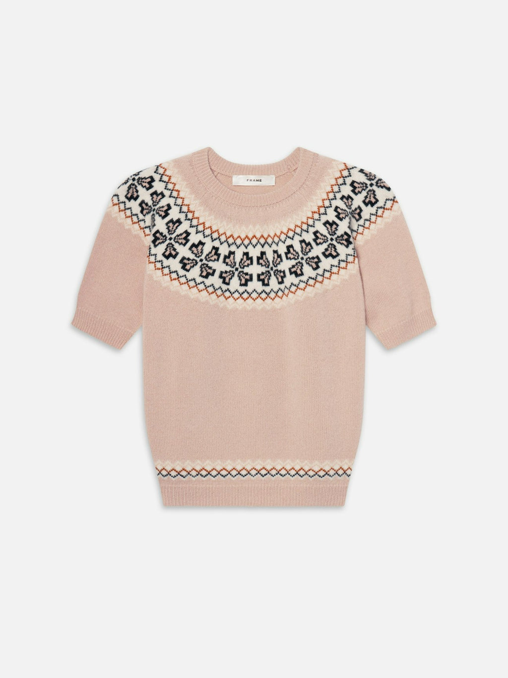 FRAME | Fairisle Crew Sweater in Pink Sand