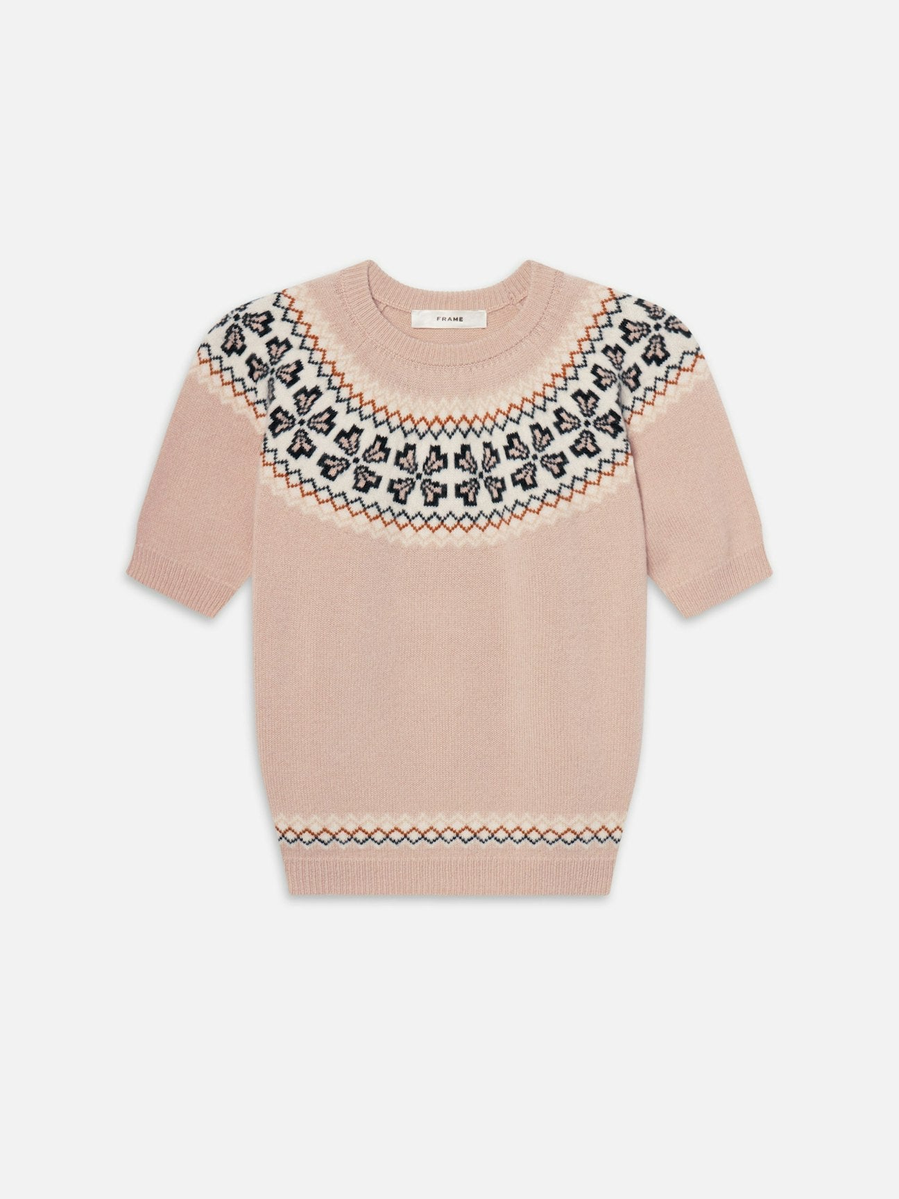 FRAME | Fairisle Crew Sweater in Pink Sand