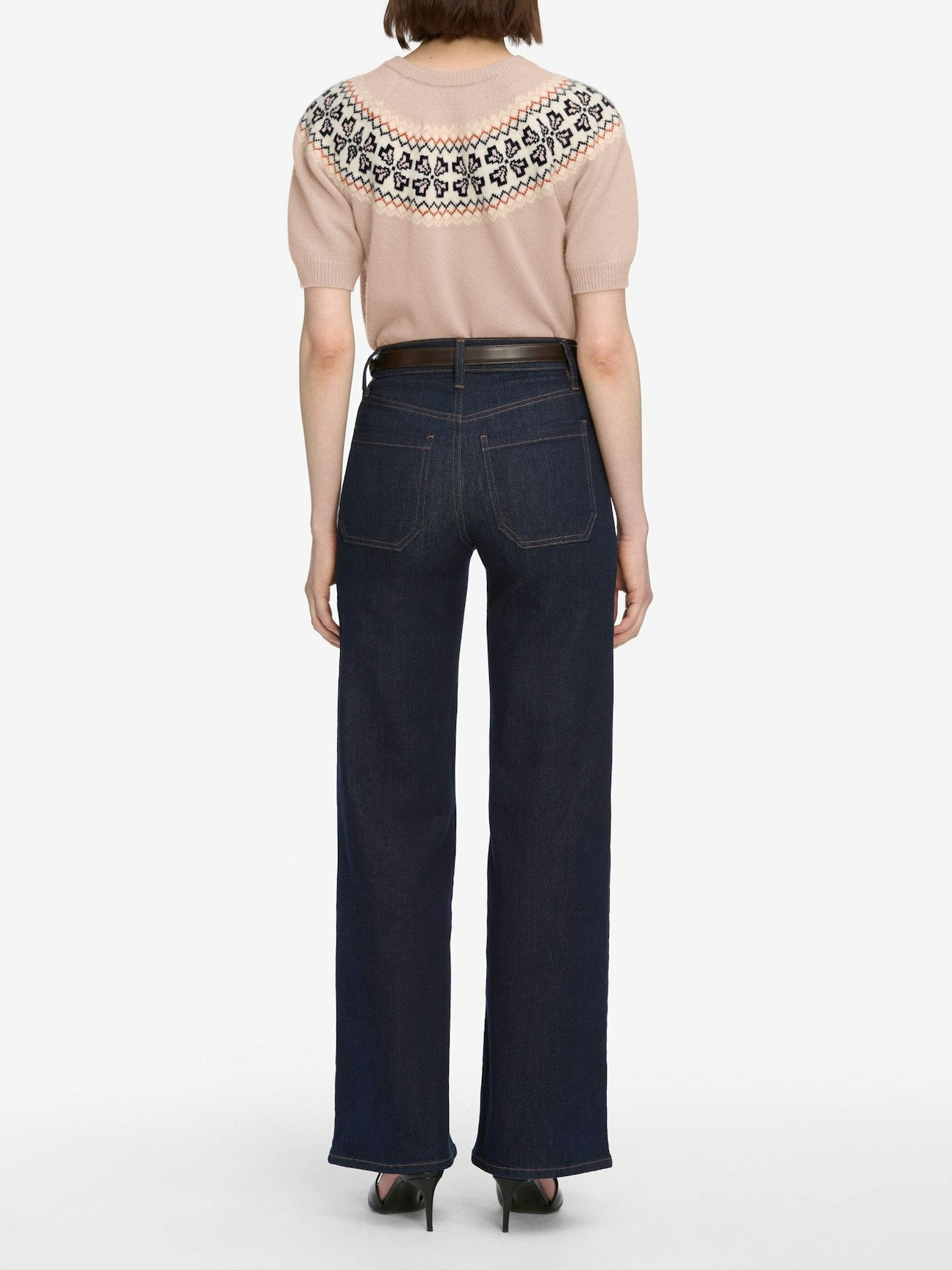 FRAME | Fairisle Crew Sweater in Pink Sand