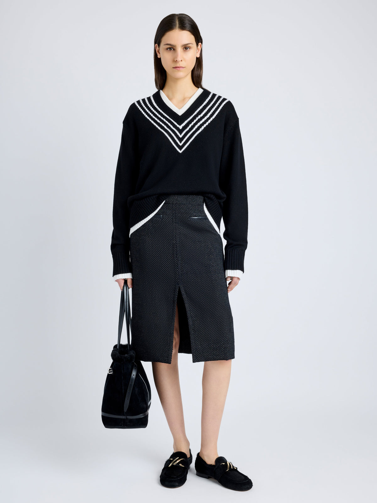 Proenza Schouler | Gianna Sweater Merino Stripe in Black