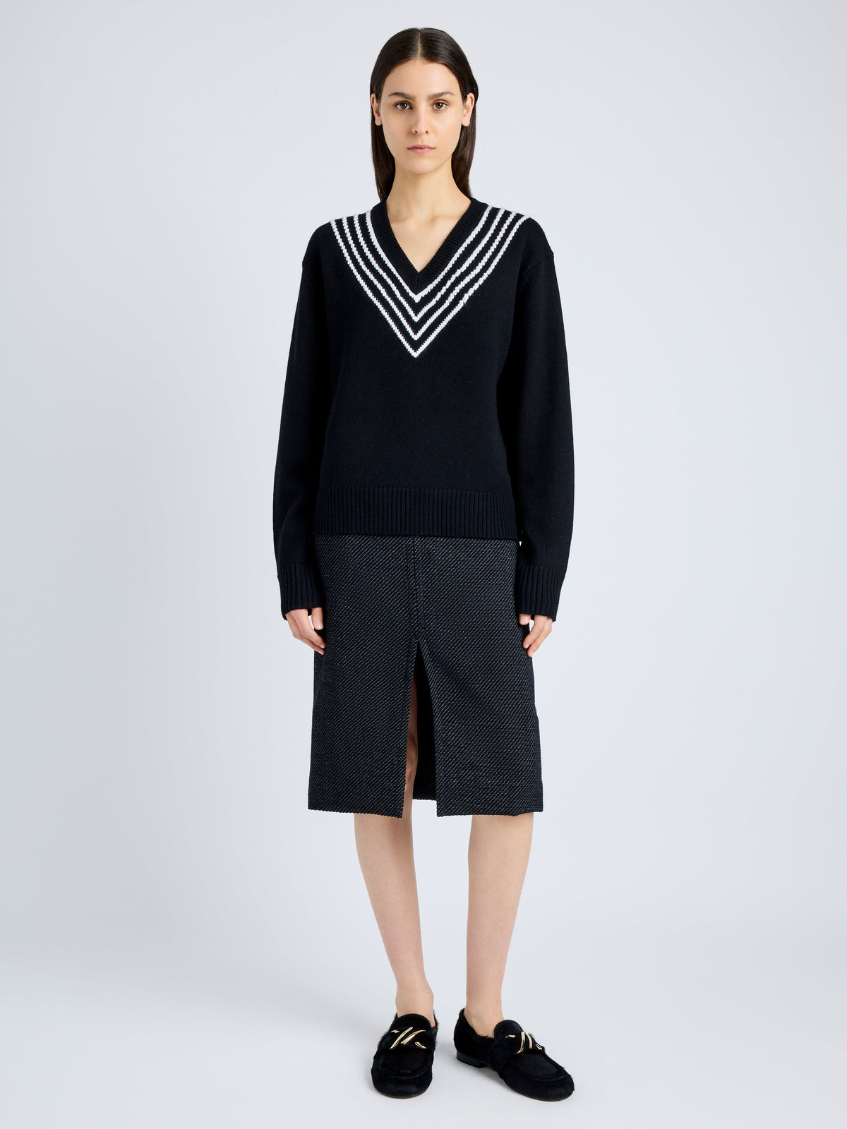 Proenza Schouler | Gianna Sweater Merino Stripe in Black