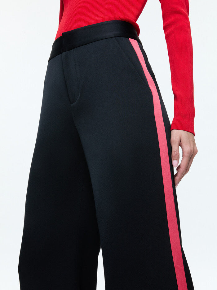 Alice & Olivia | Dylan Wide Leg Pant With Racing Stripe Detail