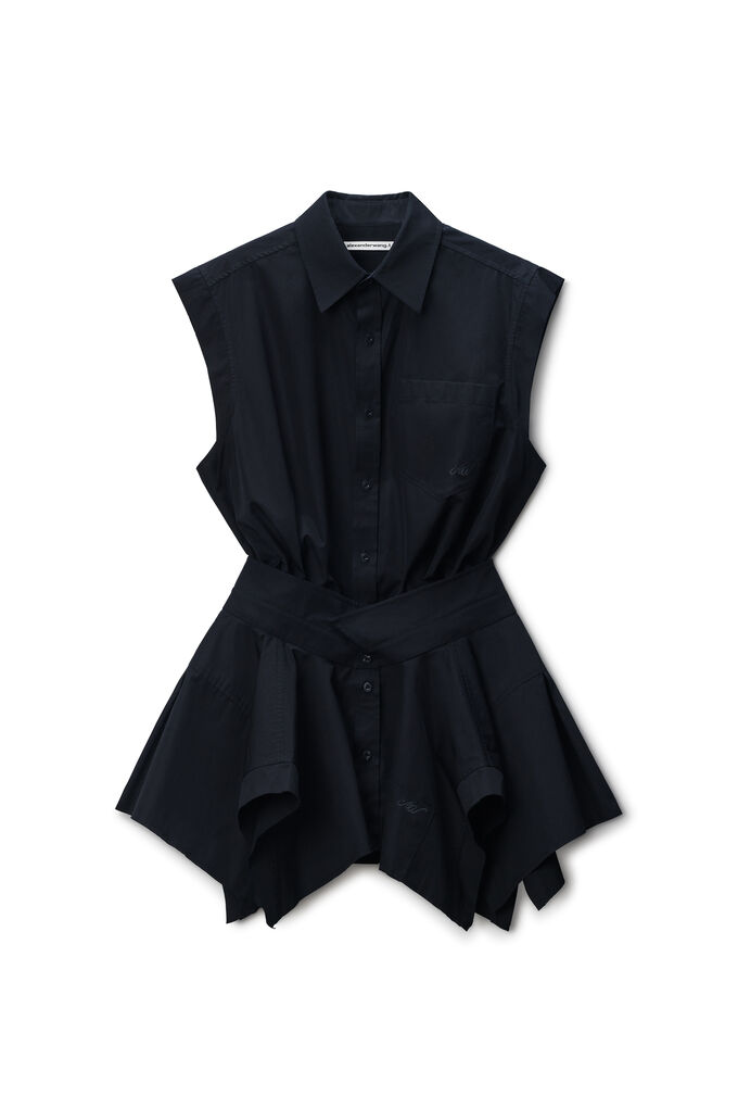 Alexander Wang | Black Pre-styled Cotton Shirtdress