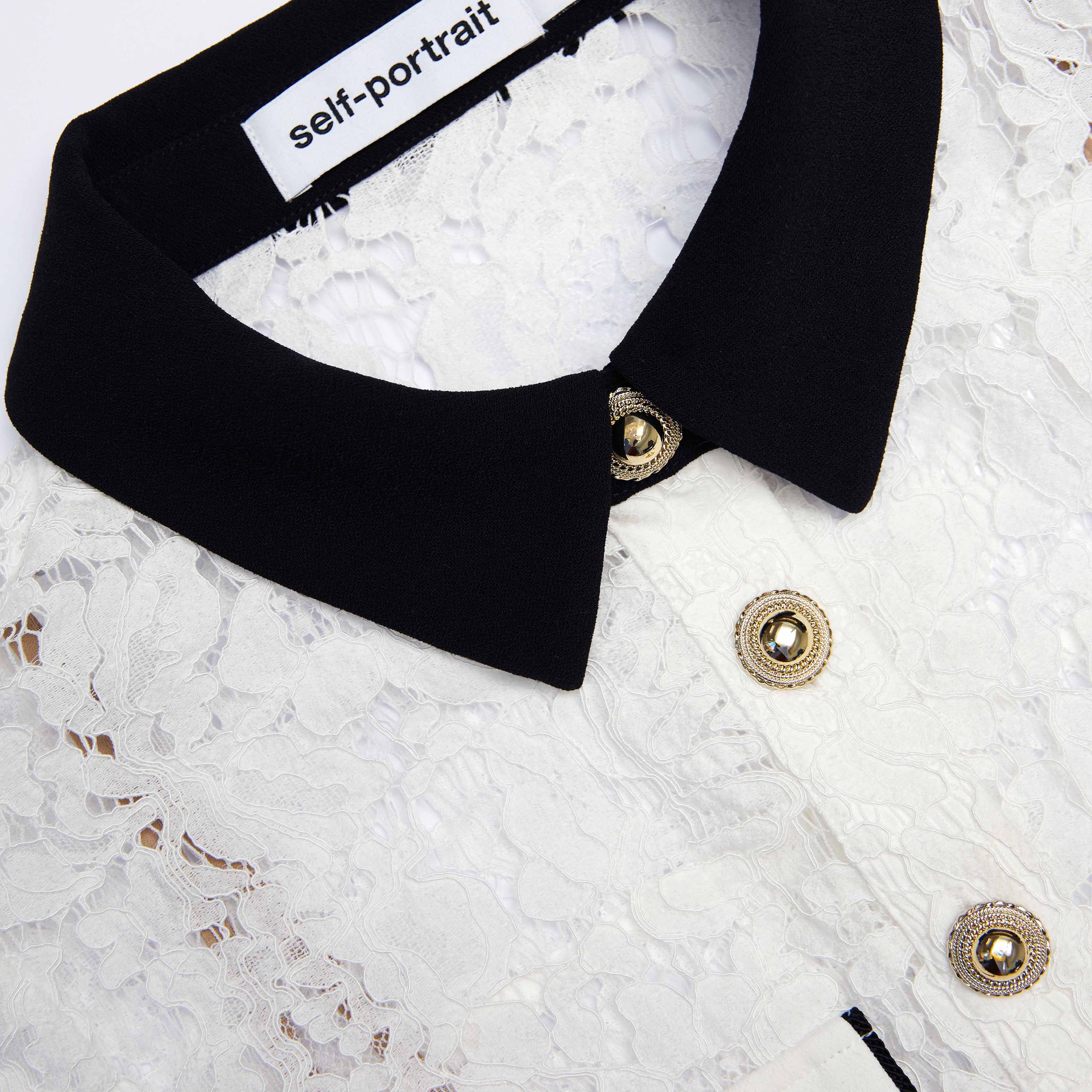 Self-Portrait | White Lace Contrast Collar Mini Dress