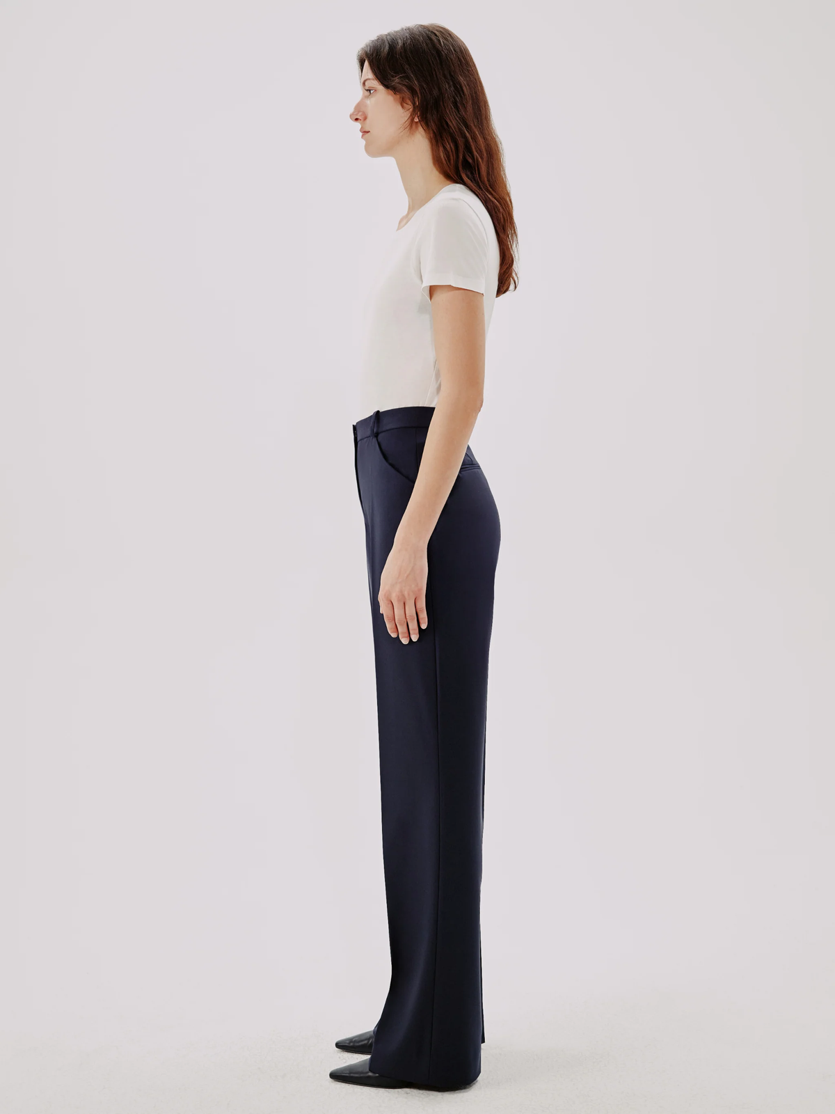 Another Tomorrow | Slight Flare Trouser in Navy
