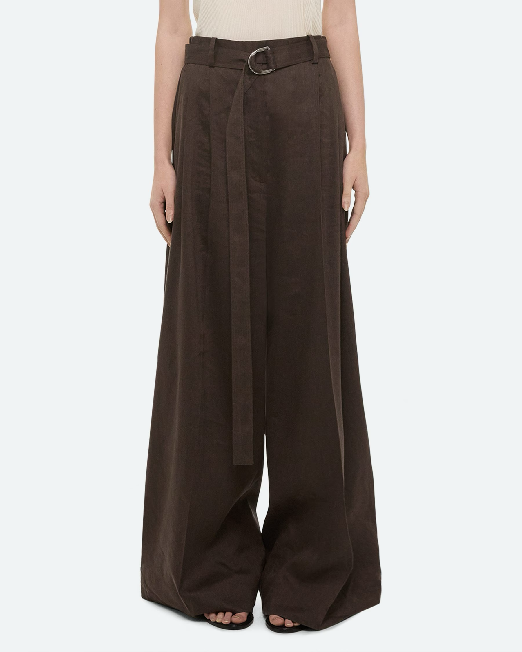 Helmut Lang | Linen Pleated Wide Trousers
