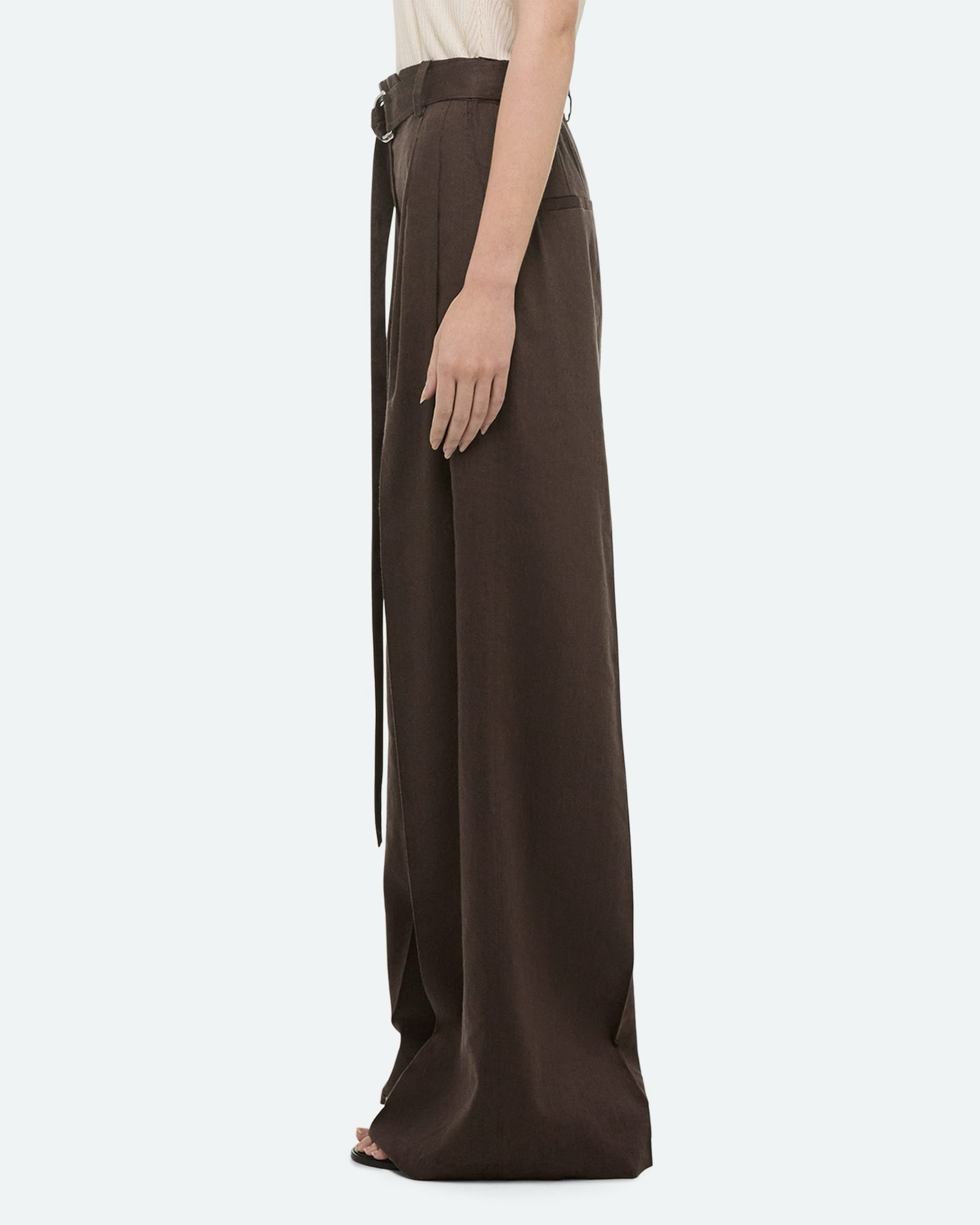 Helmut Lang | Linen Pleated Wide Trousers