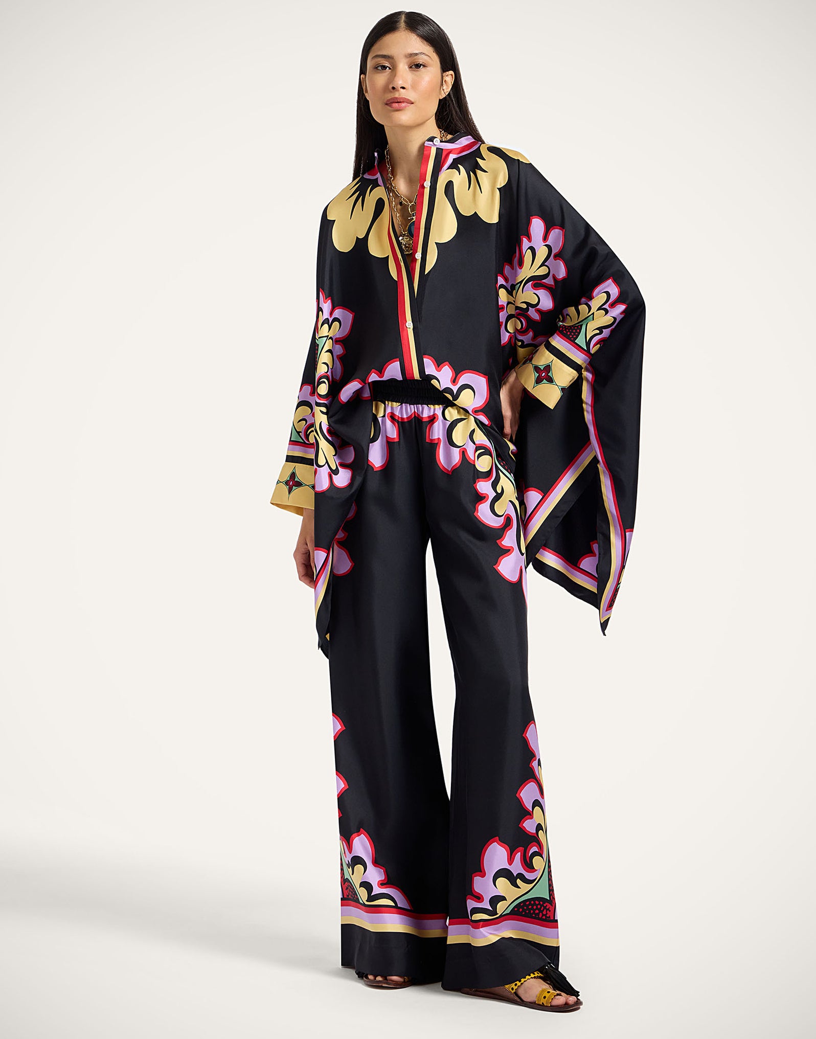 La Double J | Palazzo Pants in Lilac Silk Twill