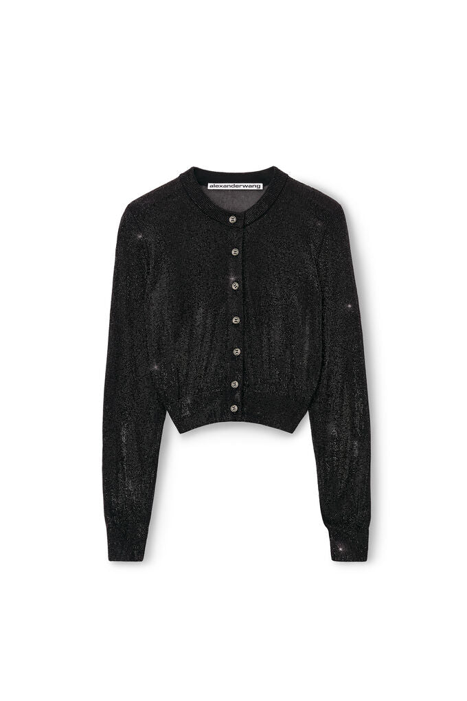 Alexander Wang | Cropped Cardigan in Clear Bead Hotfix