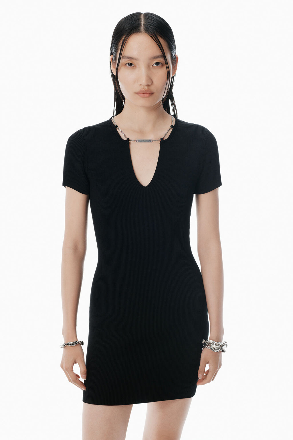 Alexander Wang | Black Logo Nameplate Bodycon Minidress