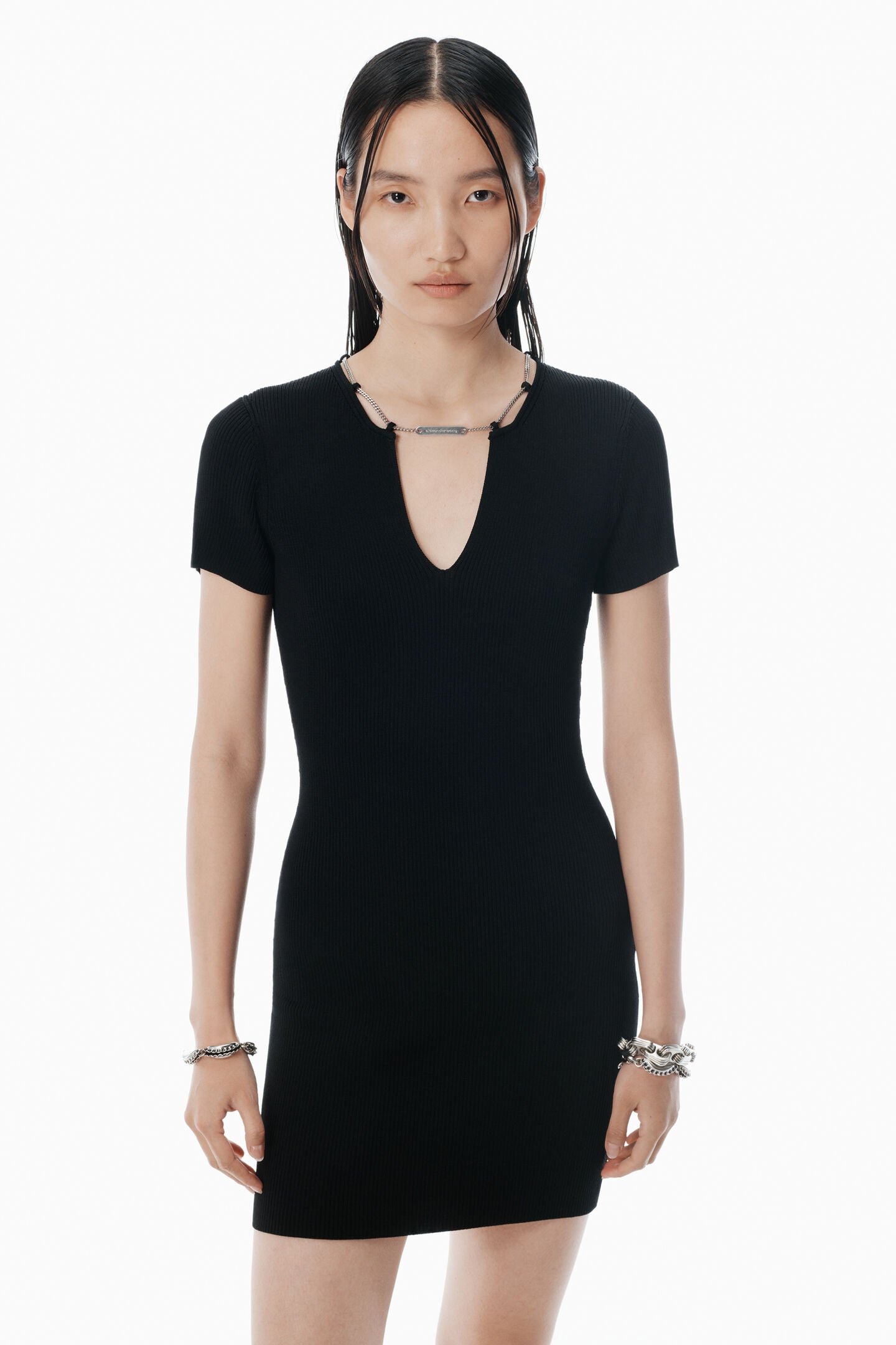 Alexander Wang | Black Logo Nameplate Bodycon Minidress