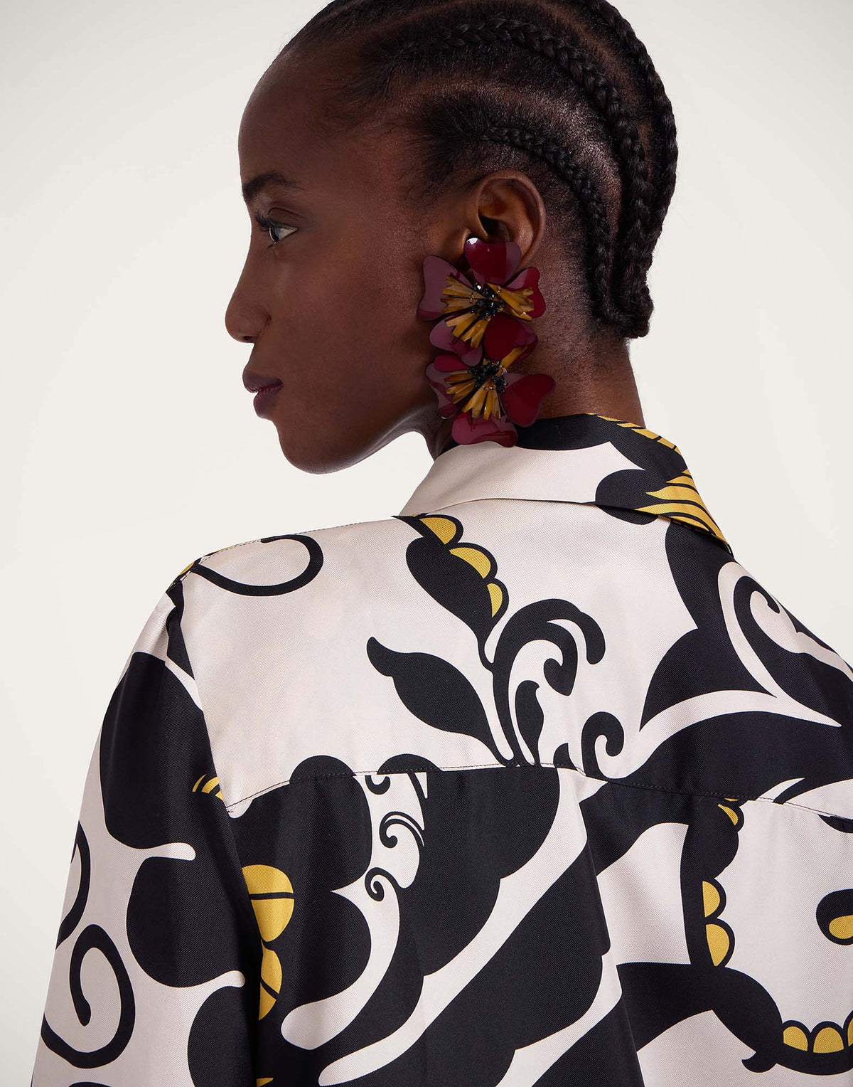 La Double J | Boy Shirt in Marea Black & White Silk Twill