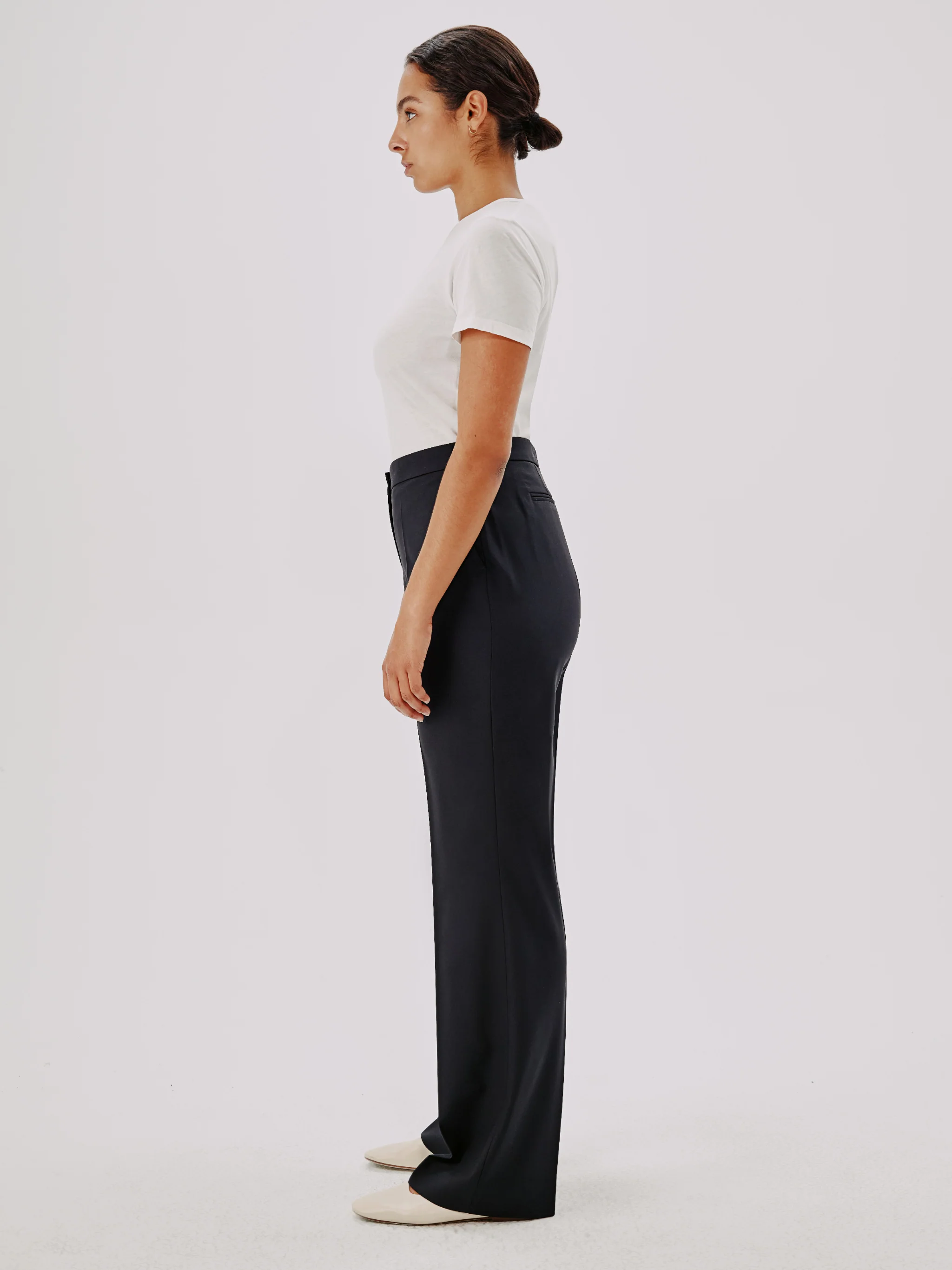 Another Tomorrow | Slight Flare Trouser in Black