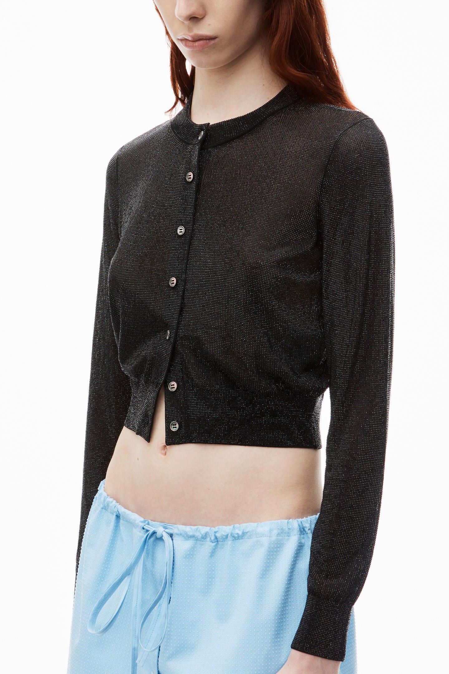 Alexander Wang | Cropped Cardigan in Clear Bead Hotfix