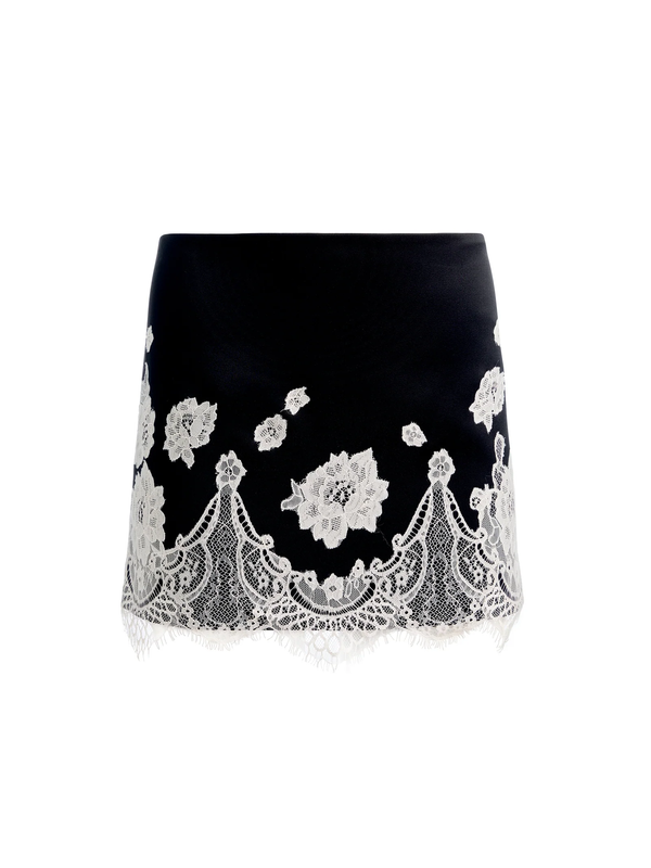 Alice & Olivia | Rubi Lace Trim Micro Skirt