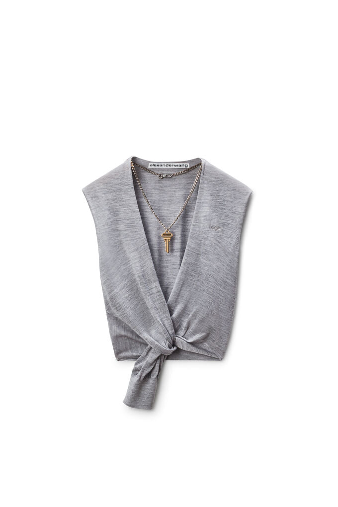 Alexander Wang | Grey Merino Wool Nameplate Top