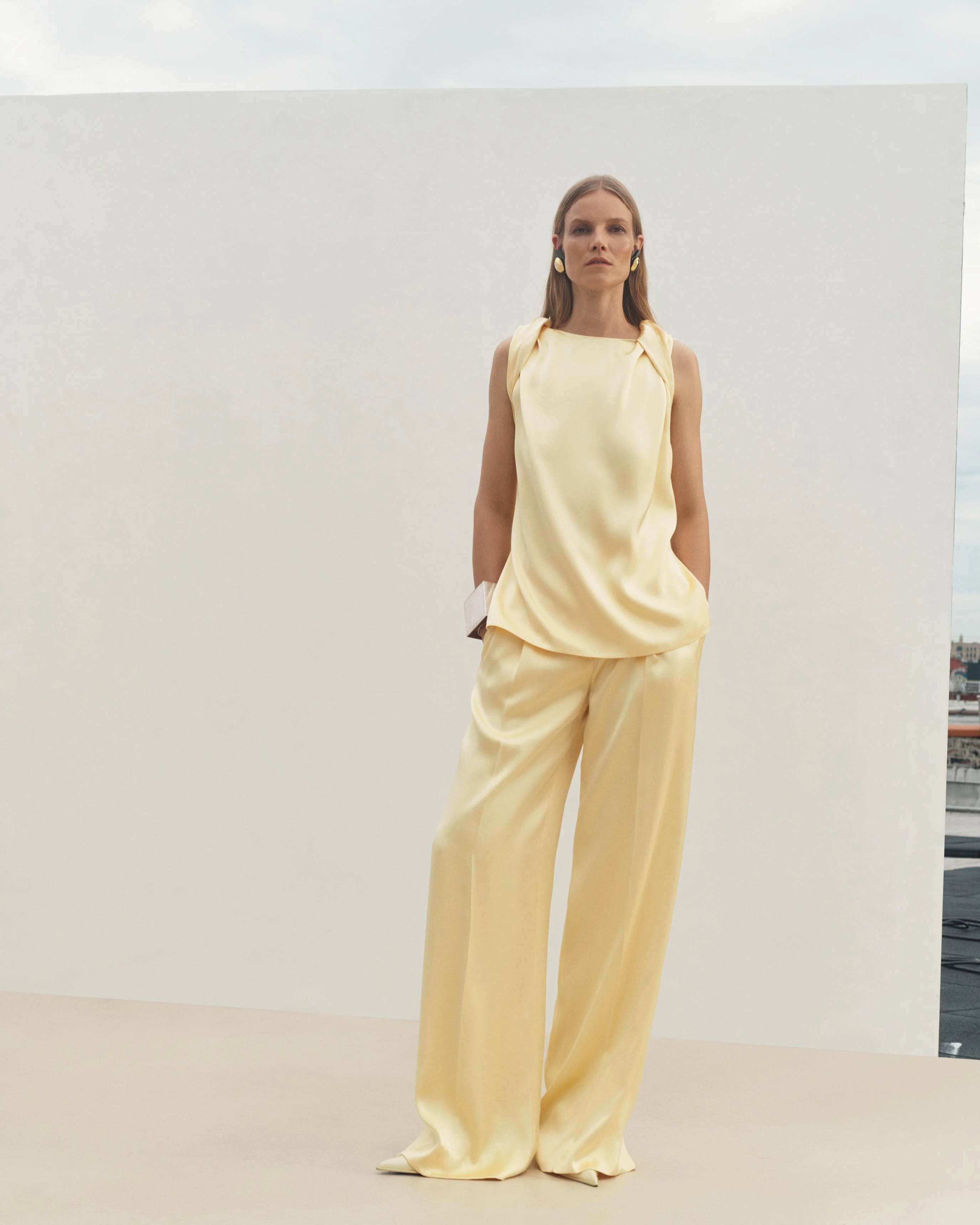 Another Tomorrow | Satin Pleated Trouser