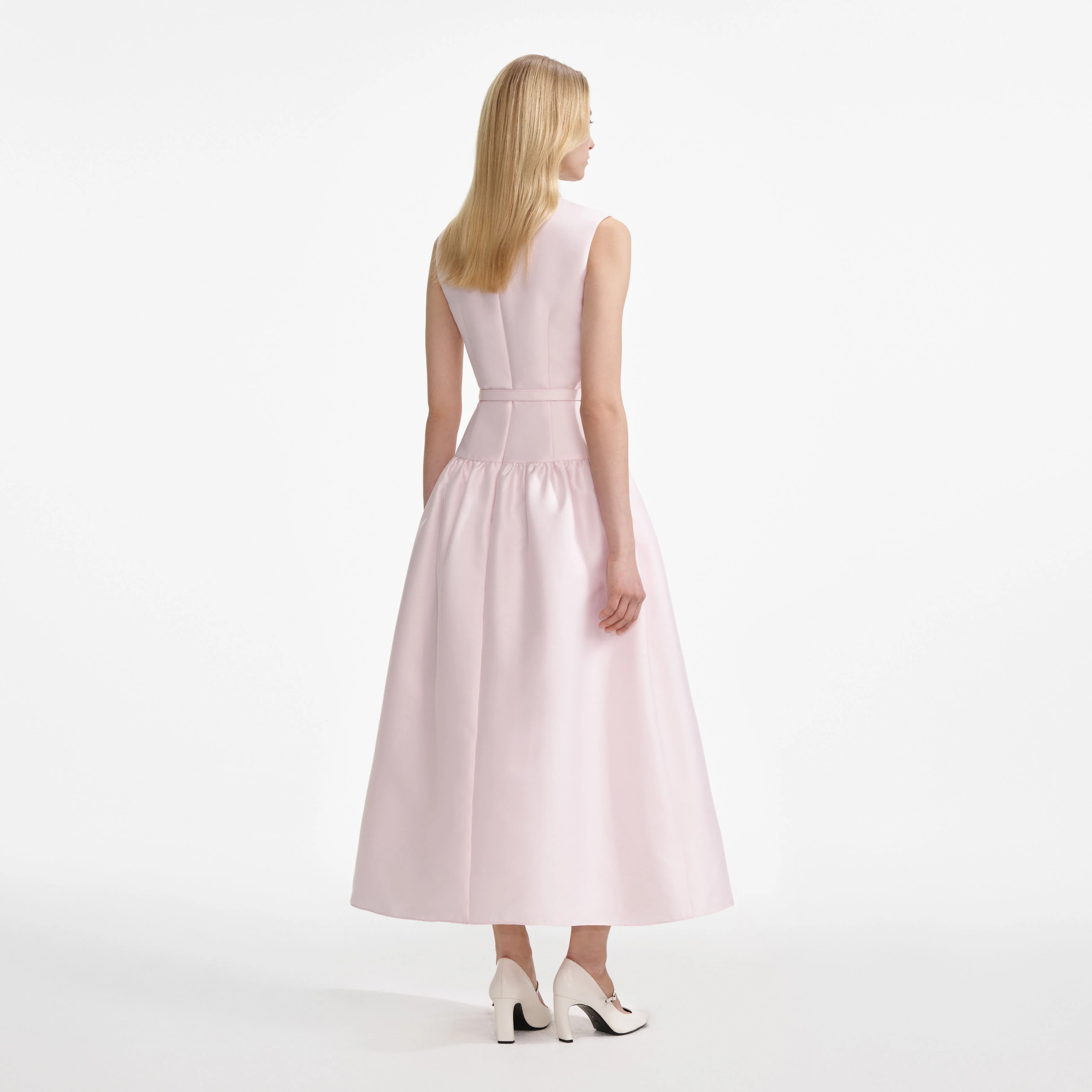 Self-Portrait | Pink Taffeta Midi Dress