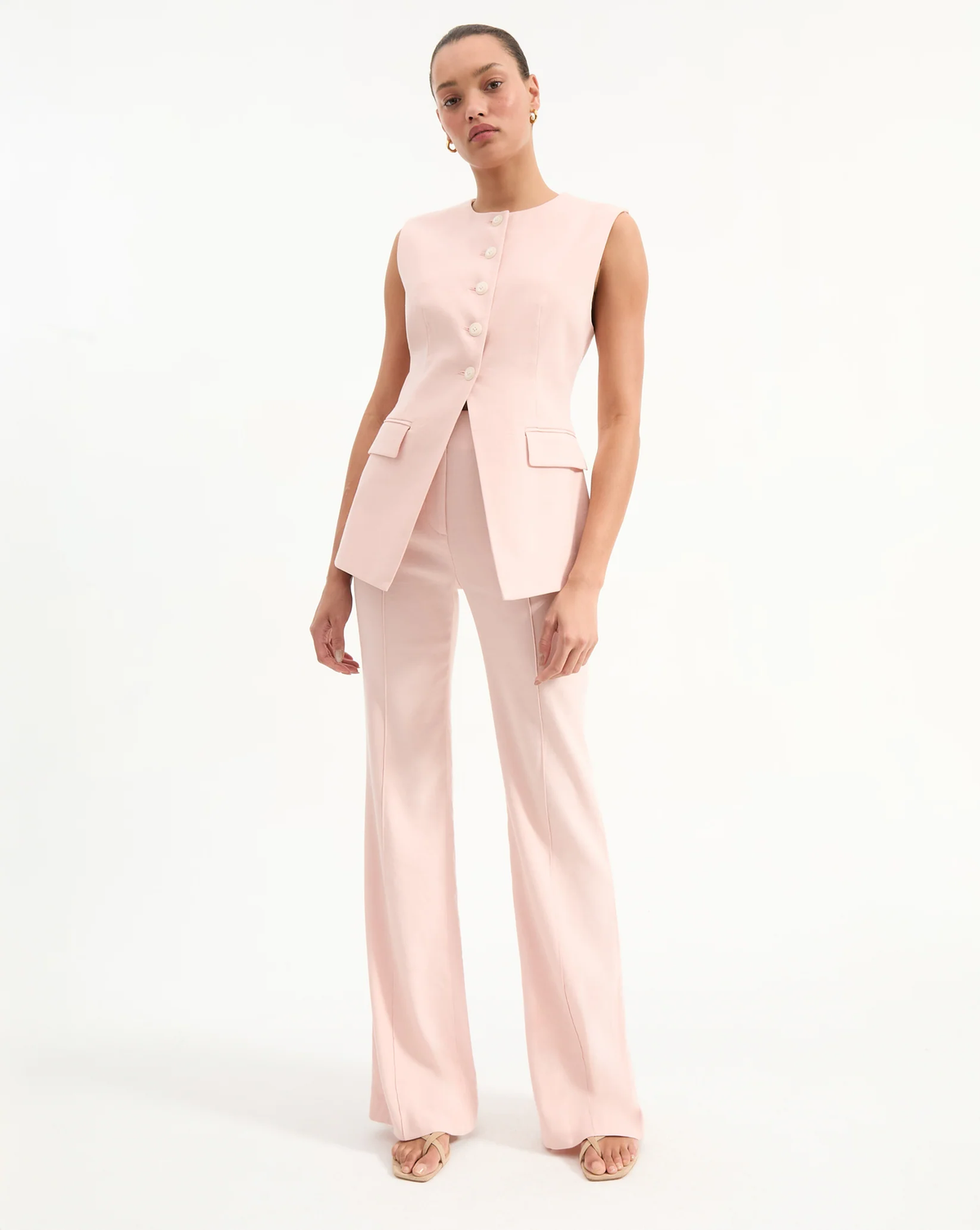 Veronica Beard | Komi Wide Leg Linen Pant in Pink