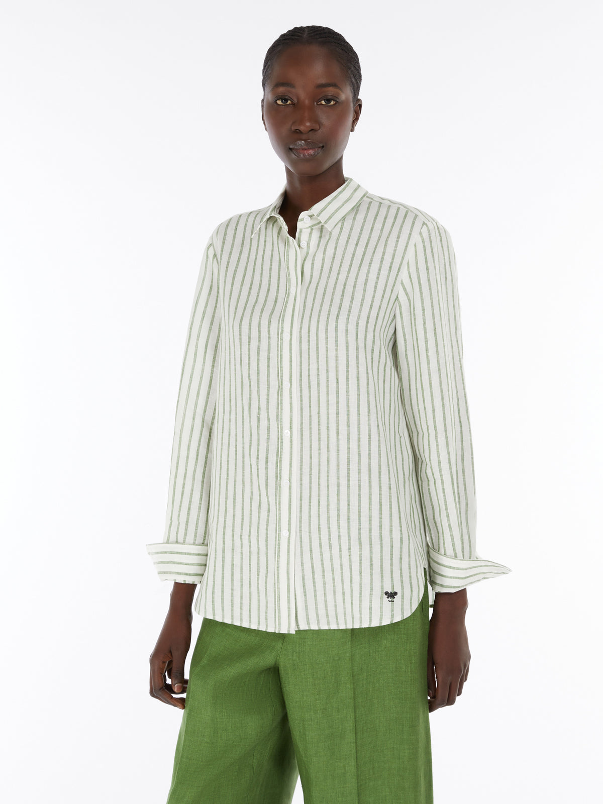 Max Mara | Josef Striped Line Shirt in Green