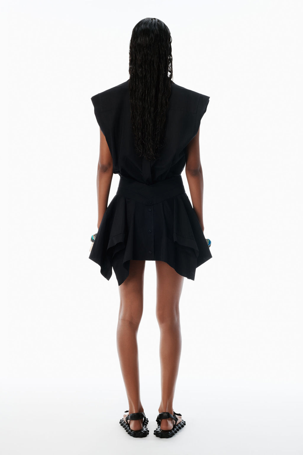 Alexander Wang | Black Pre-styled Cotton Shirtdress