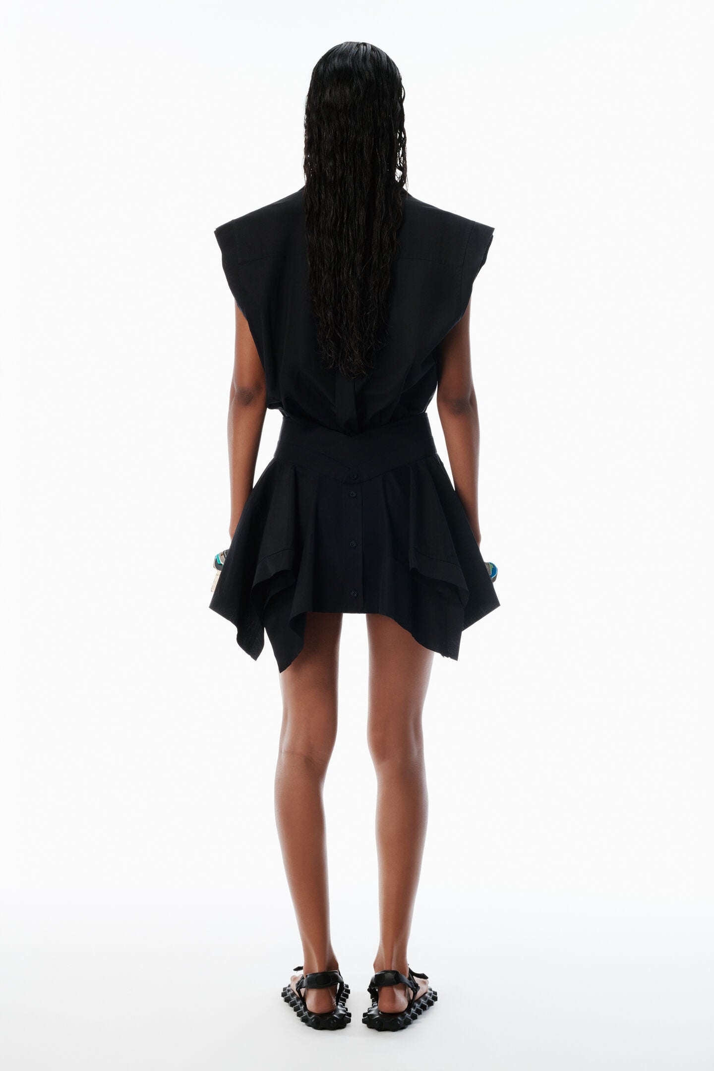 Alexander Wang | Black Pre-styled Cotton Shirtdress