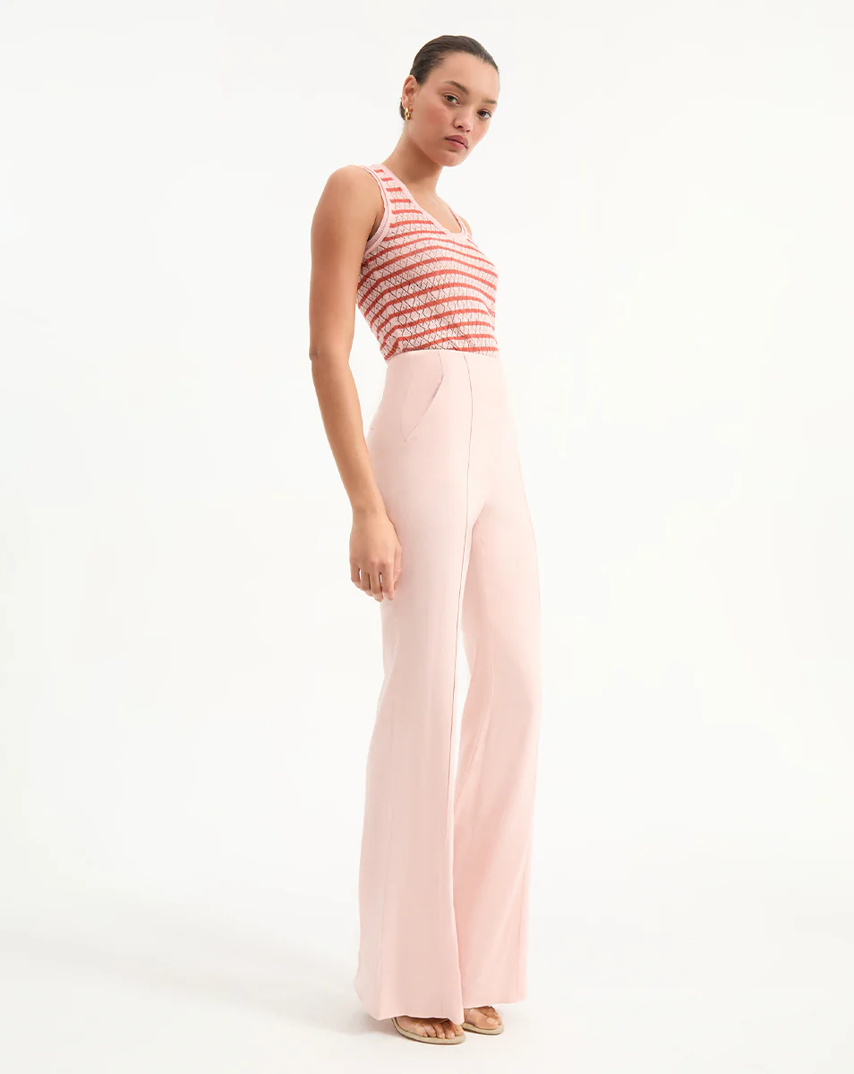 Veronica Beard | Komi Wide Leg Linen Pant in Pink