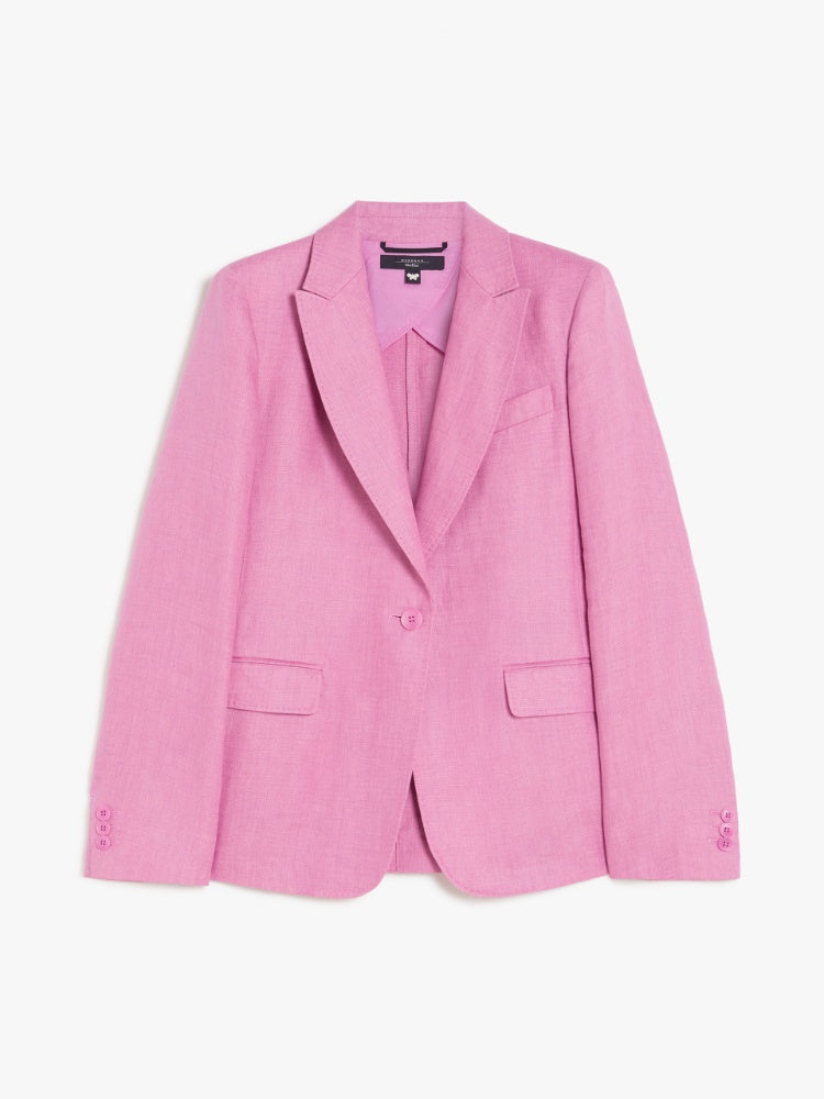 Max Mara | Washed Linen Blazer in Pink