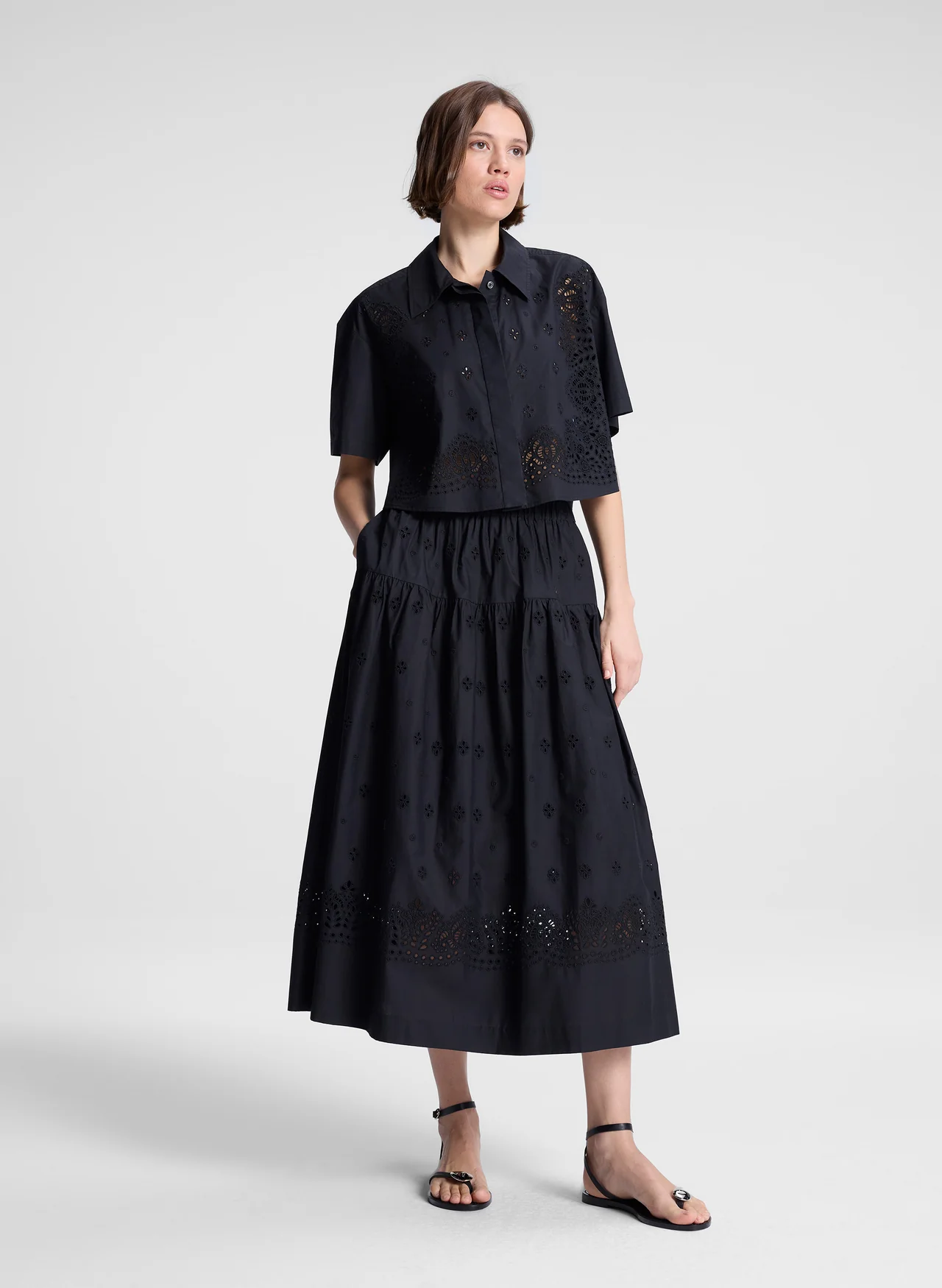 A.L.C. | Jay Embroidered Cotton Midi Skirt