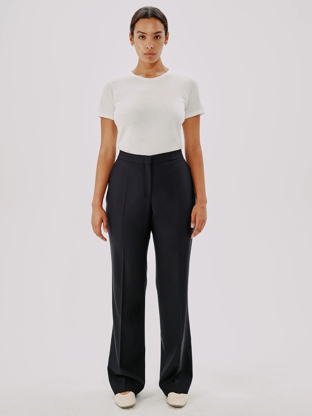 Another Tomorrow | Slight Flare Trouser in Black