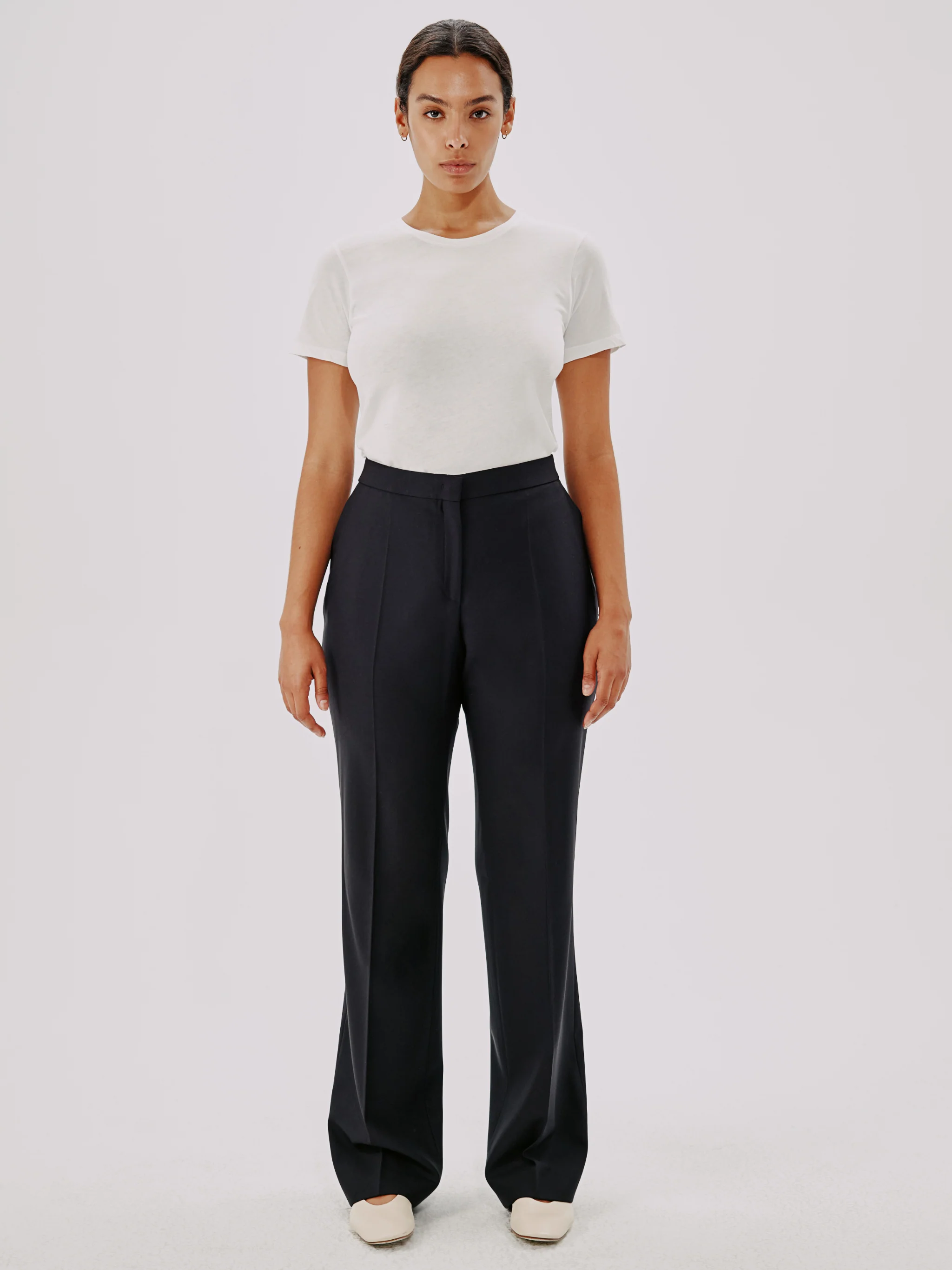 Another Tomorrow | Slight Flare Trouser in Black