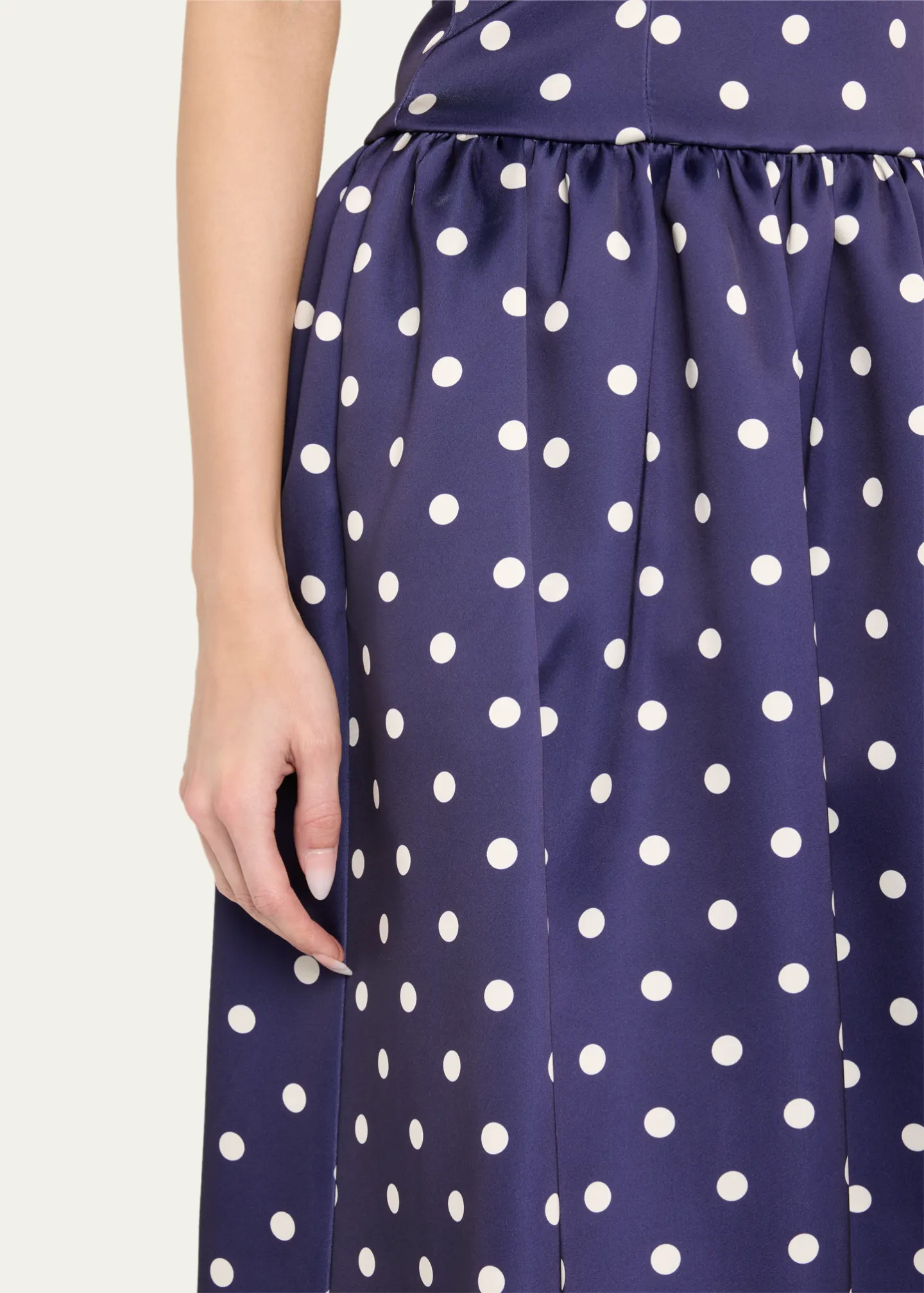 Self-Portrait | Navy Polka dot Satin Midi Dress